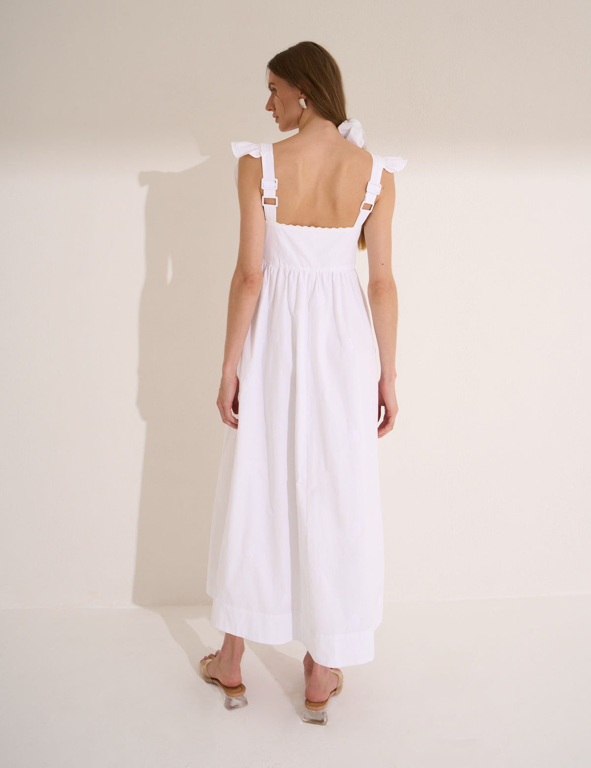 Vestido Conchas Com Lenço Off White