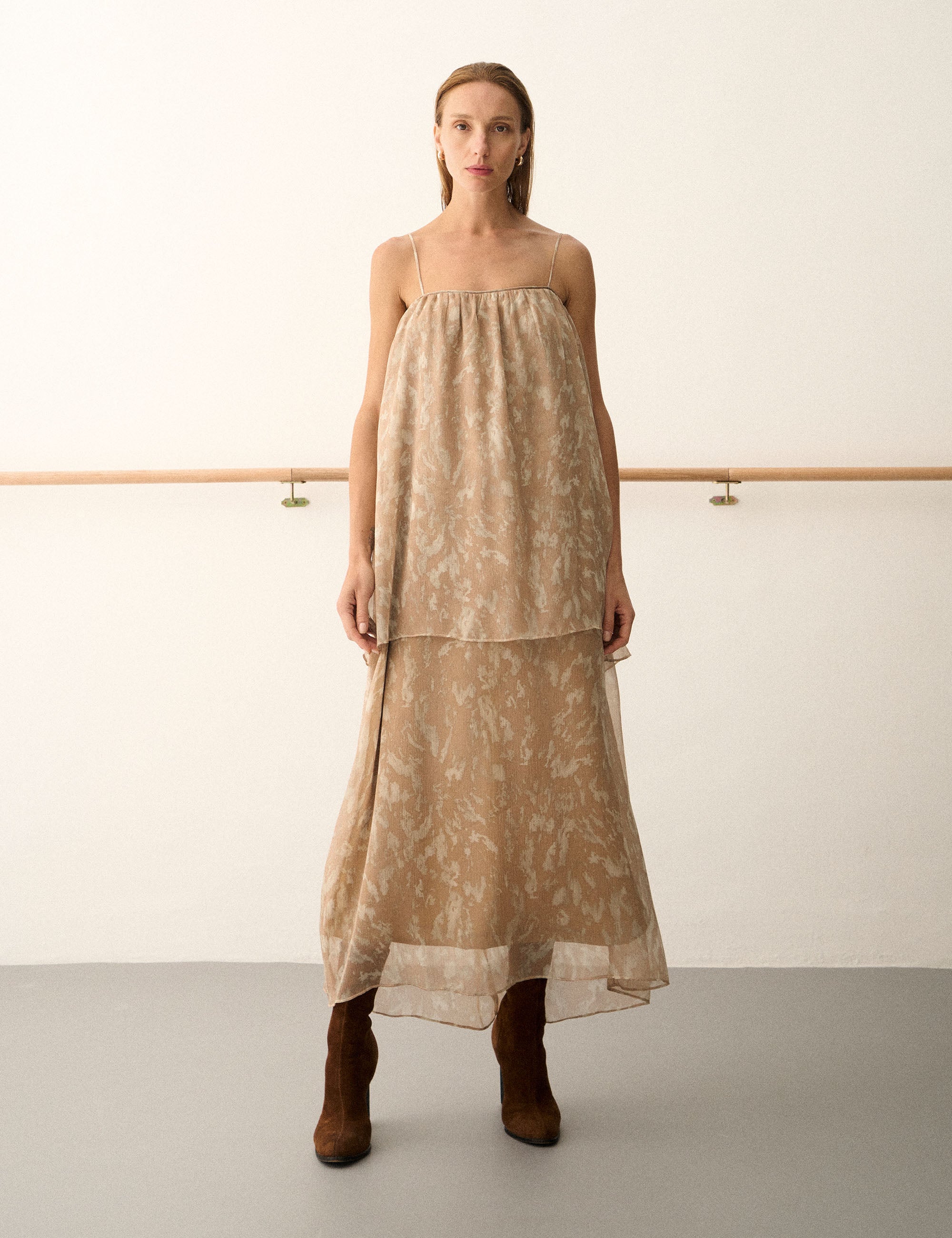 Vestido Dalia Fluido Bege