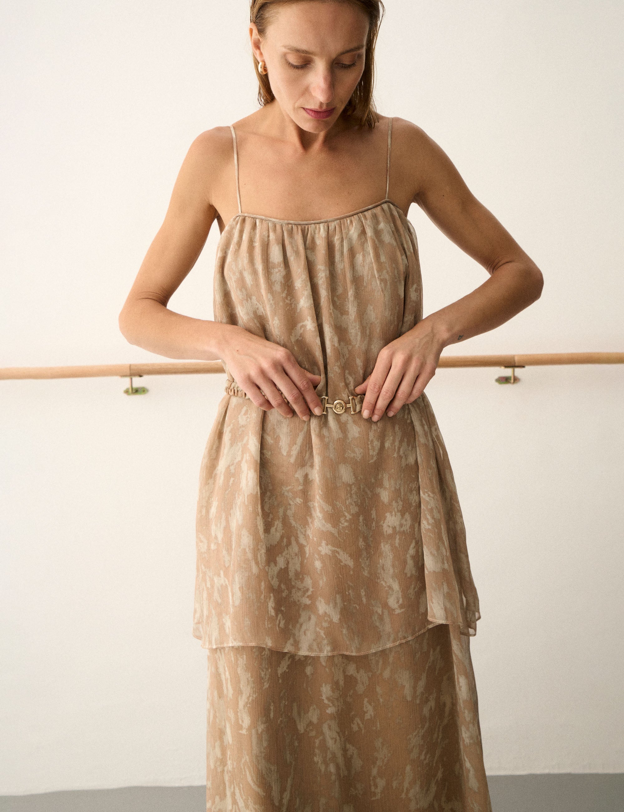 Vestido Dalia Fluido Bege