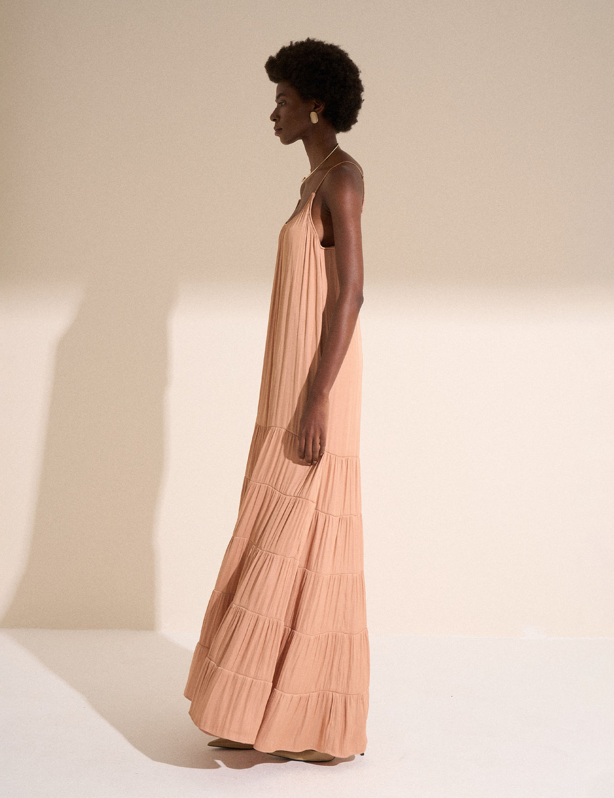 Vestido Fluido Cetim Pêssego