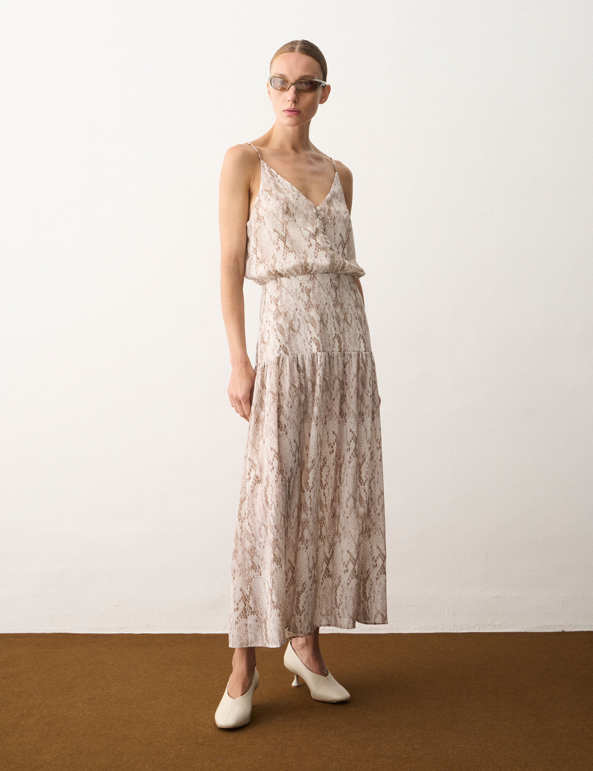 Vestido Jade Animal Print Cinza