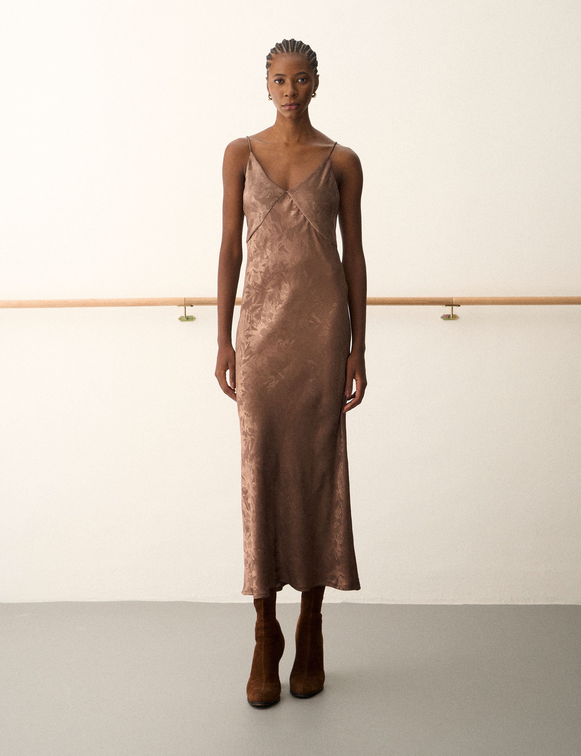 Vestido Lace Jacquard Marrom