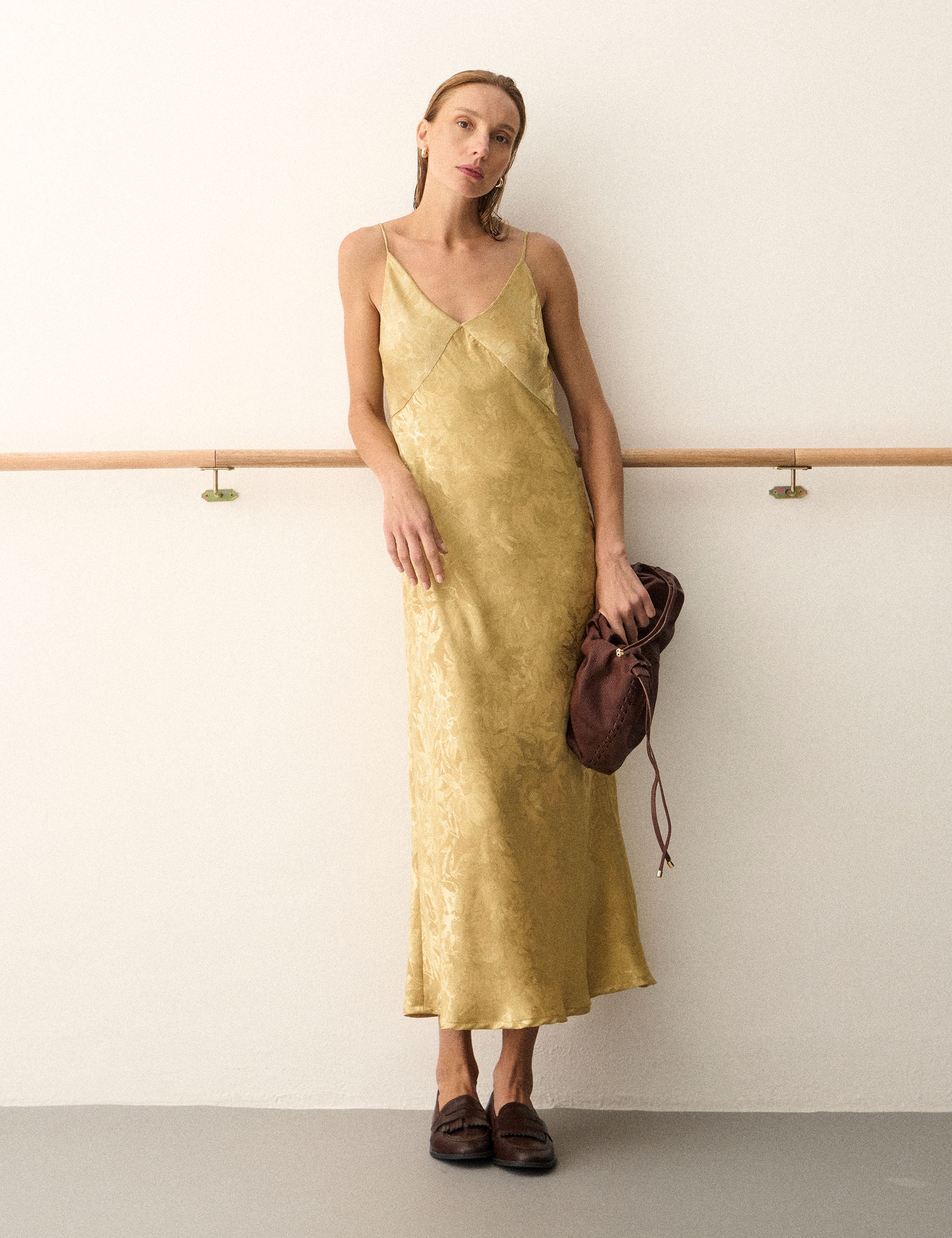 Vestido Lace Jacquard Mostarda