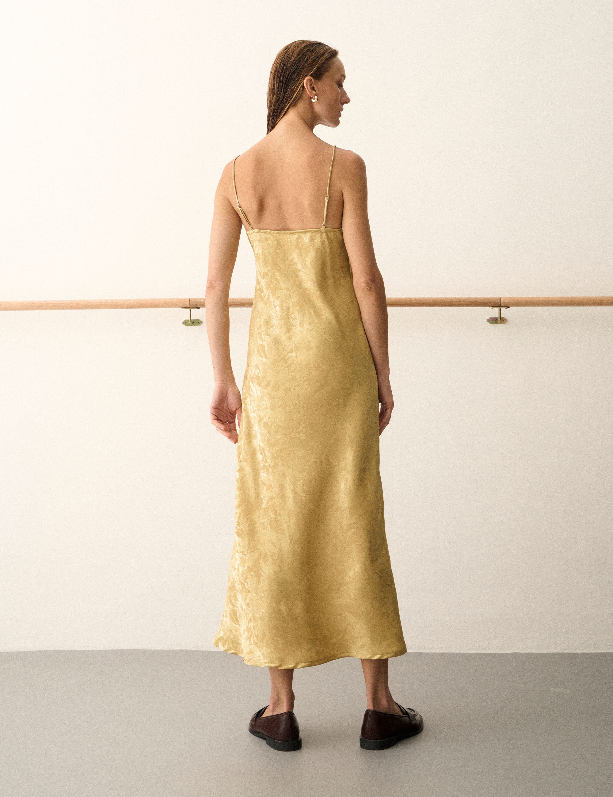 Vestido Lace Jacquard Mostarda