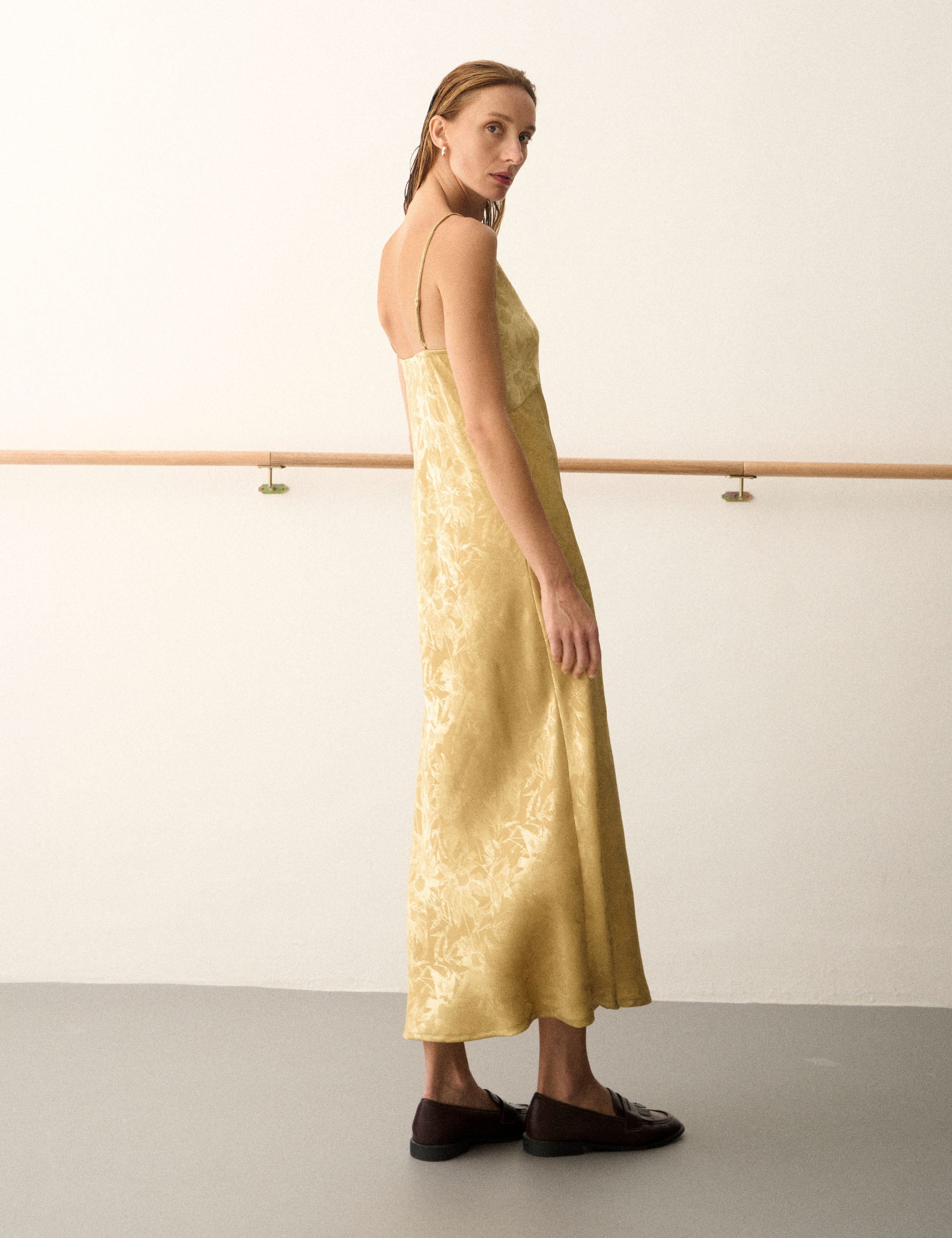 Vestido Lace Jacquard Mostarda