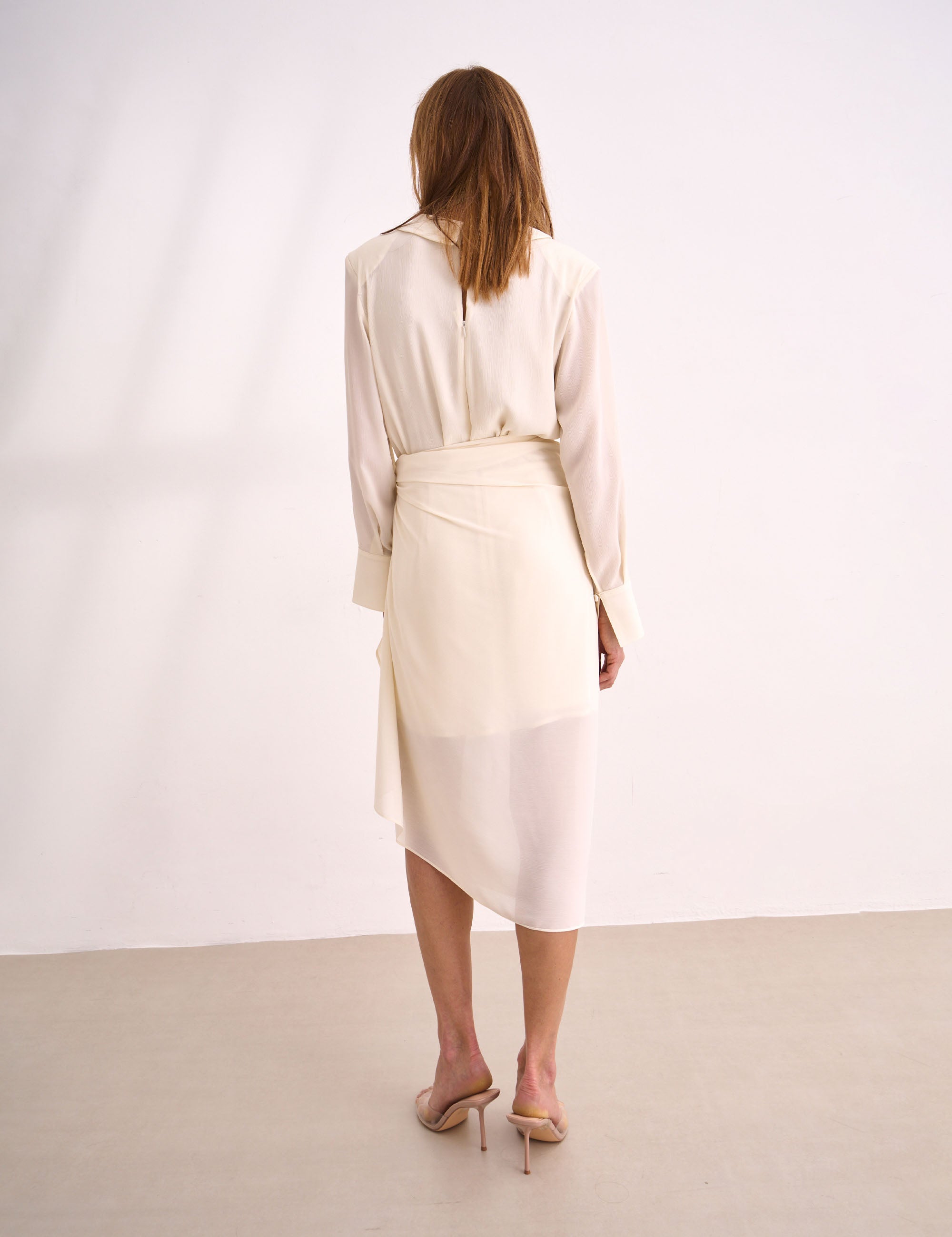 Vestido Lille Crepe Marfim