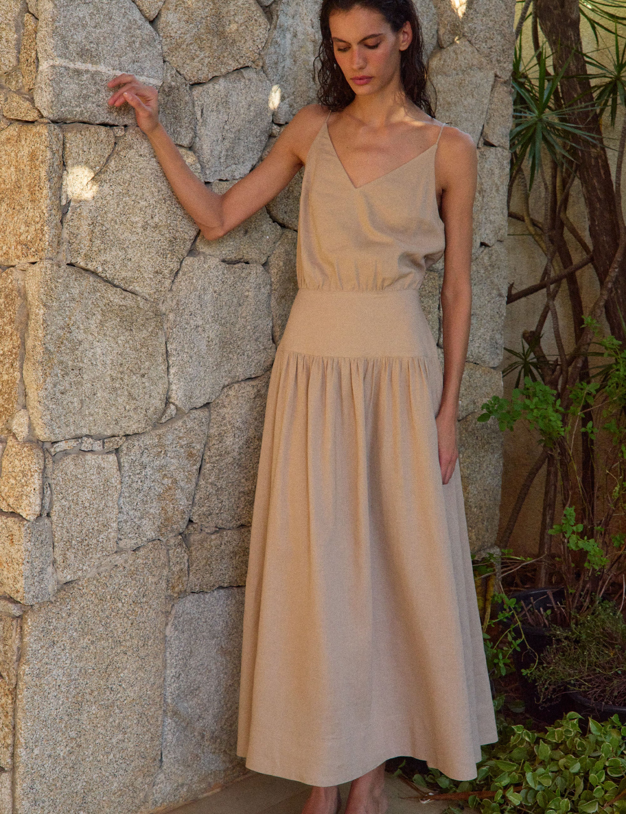 Vestido Linen Viscolinho Areia