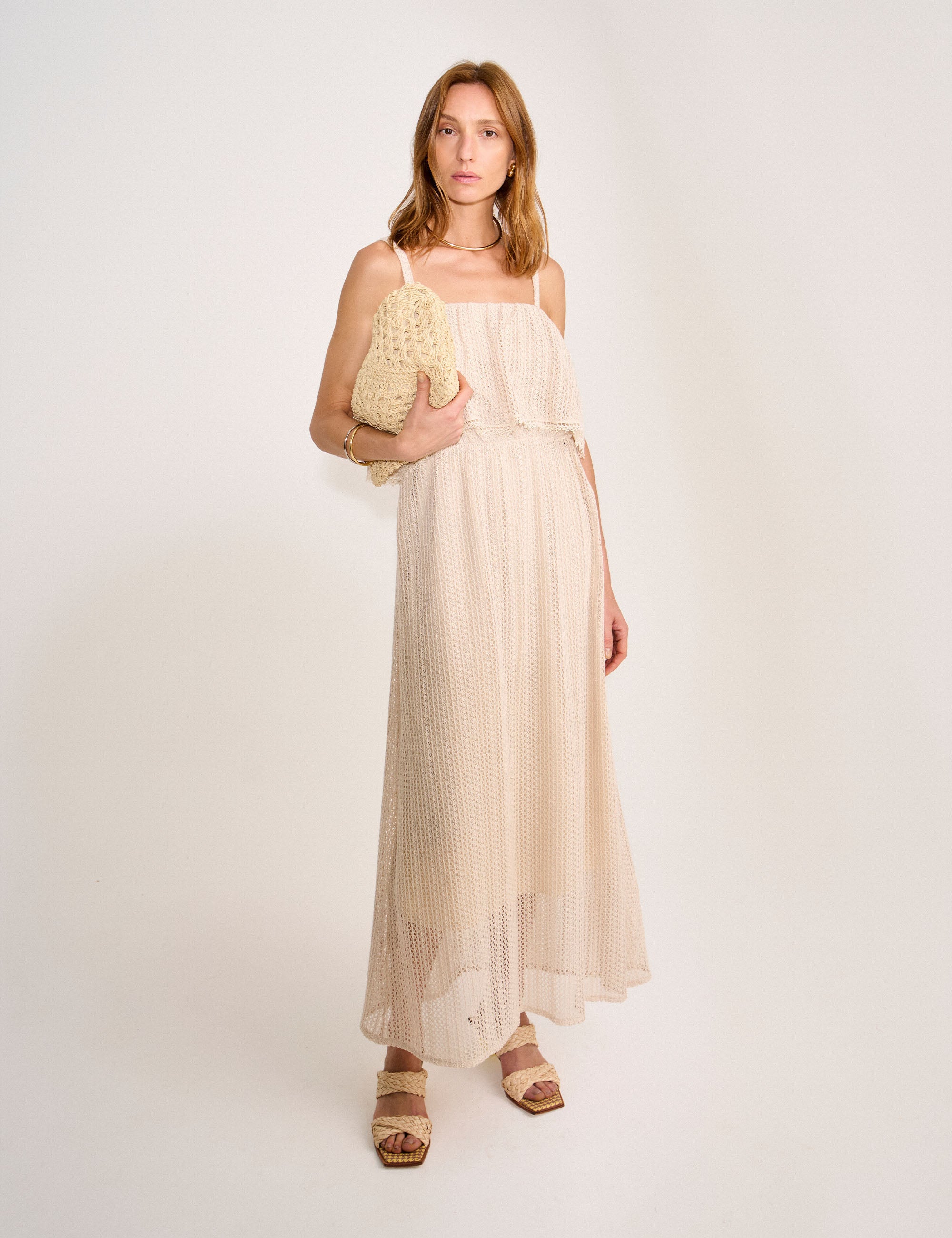 Vestido Malta Renda Areia