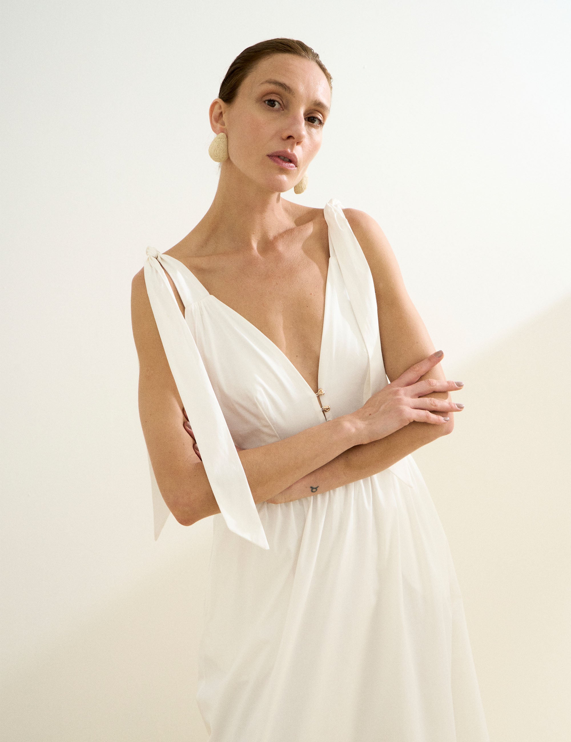 Vestido Marilia Tricoline Off White