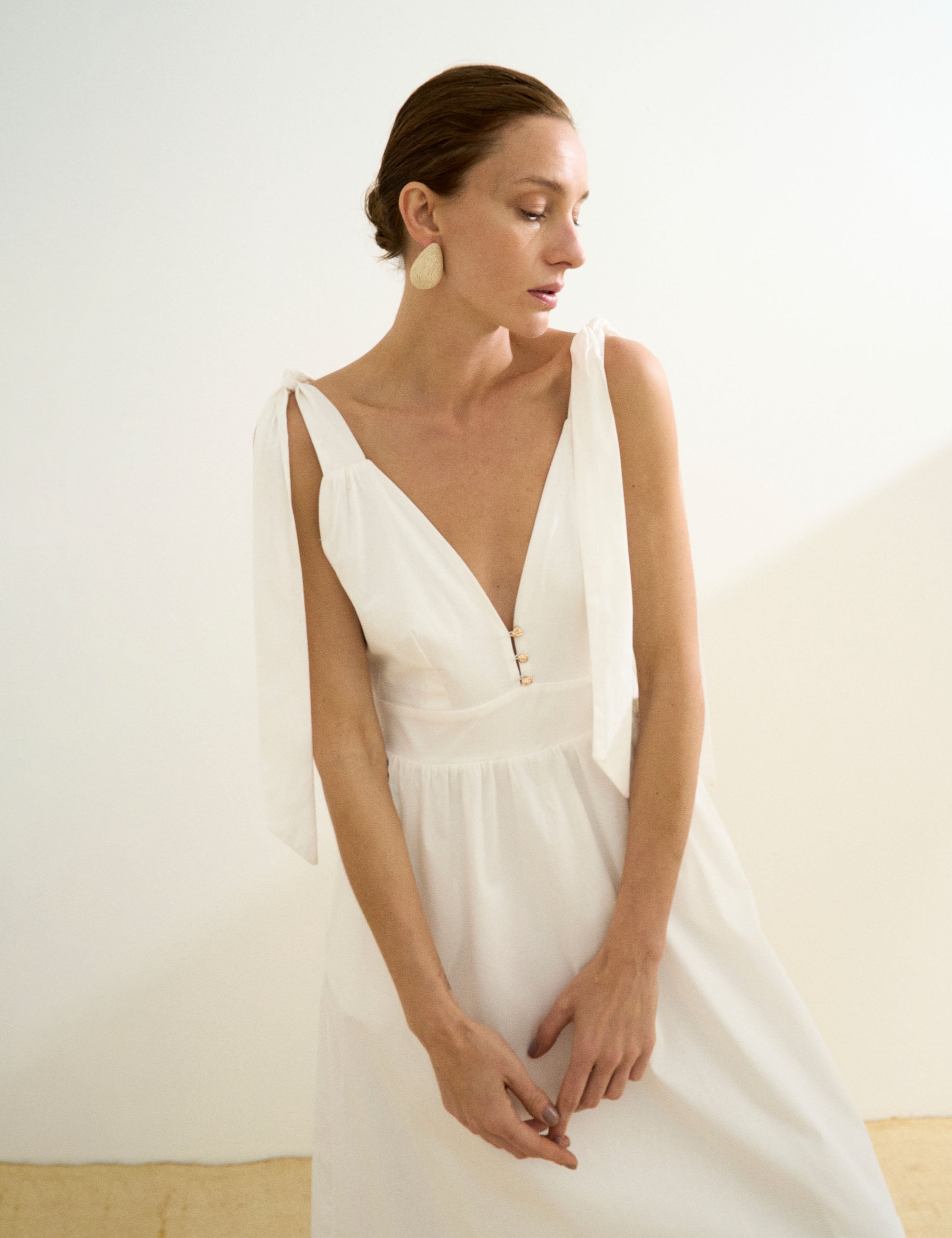 Vestido Marilia Tricoline Off White