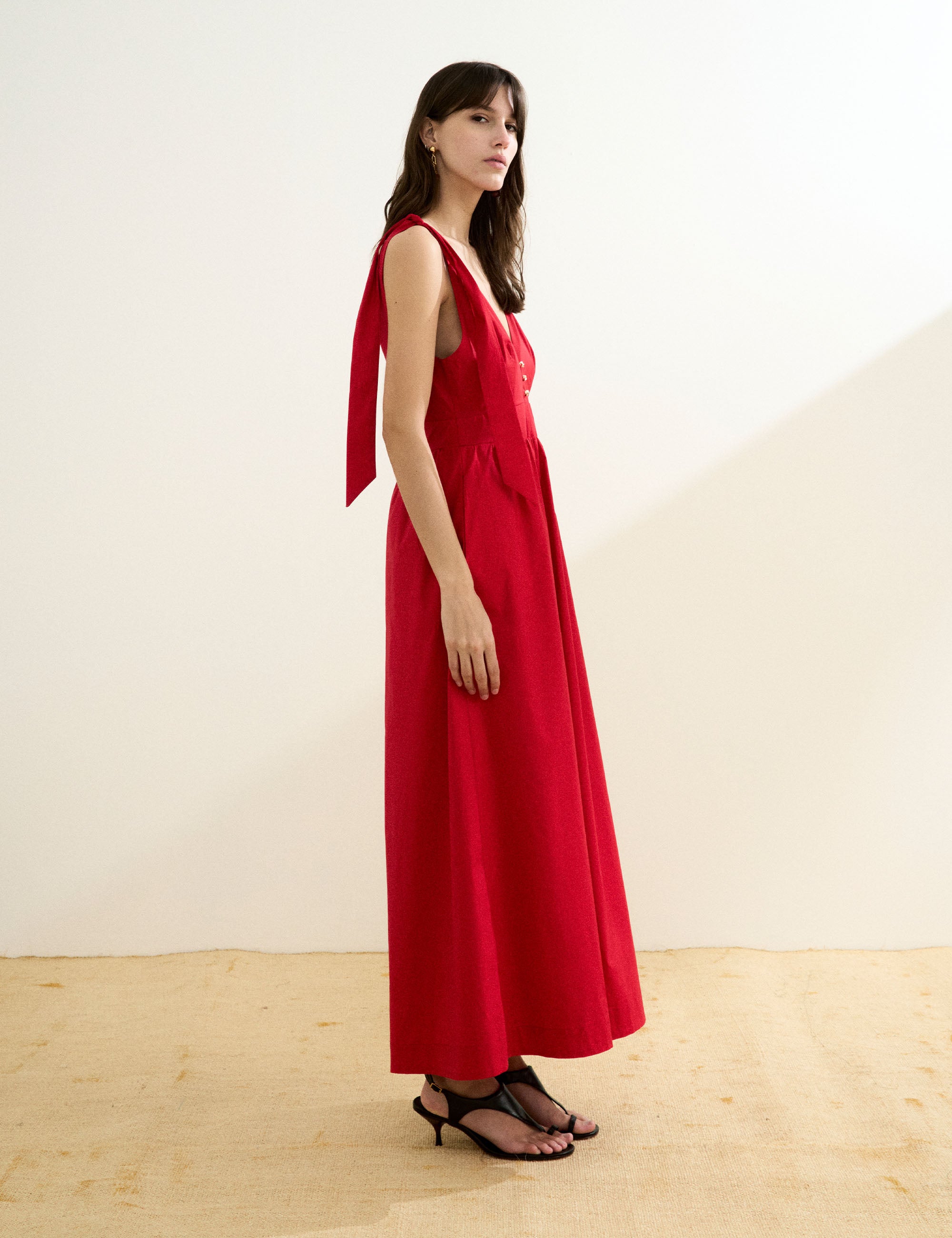 Vestido Marilia Tricoline Vermelho