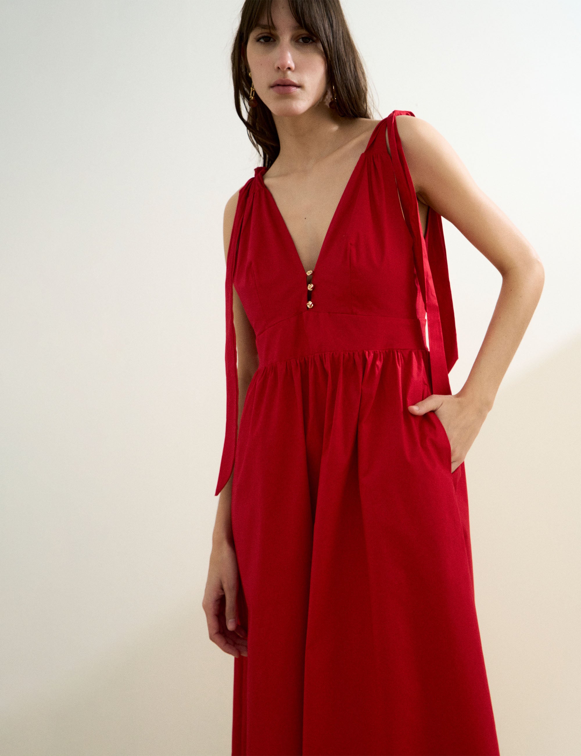 Vestido Marilia Tricoline Vermelho