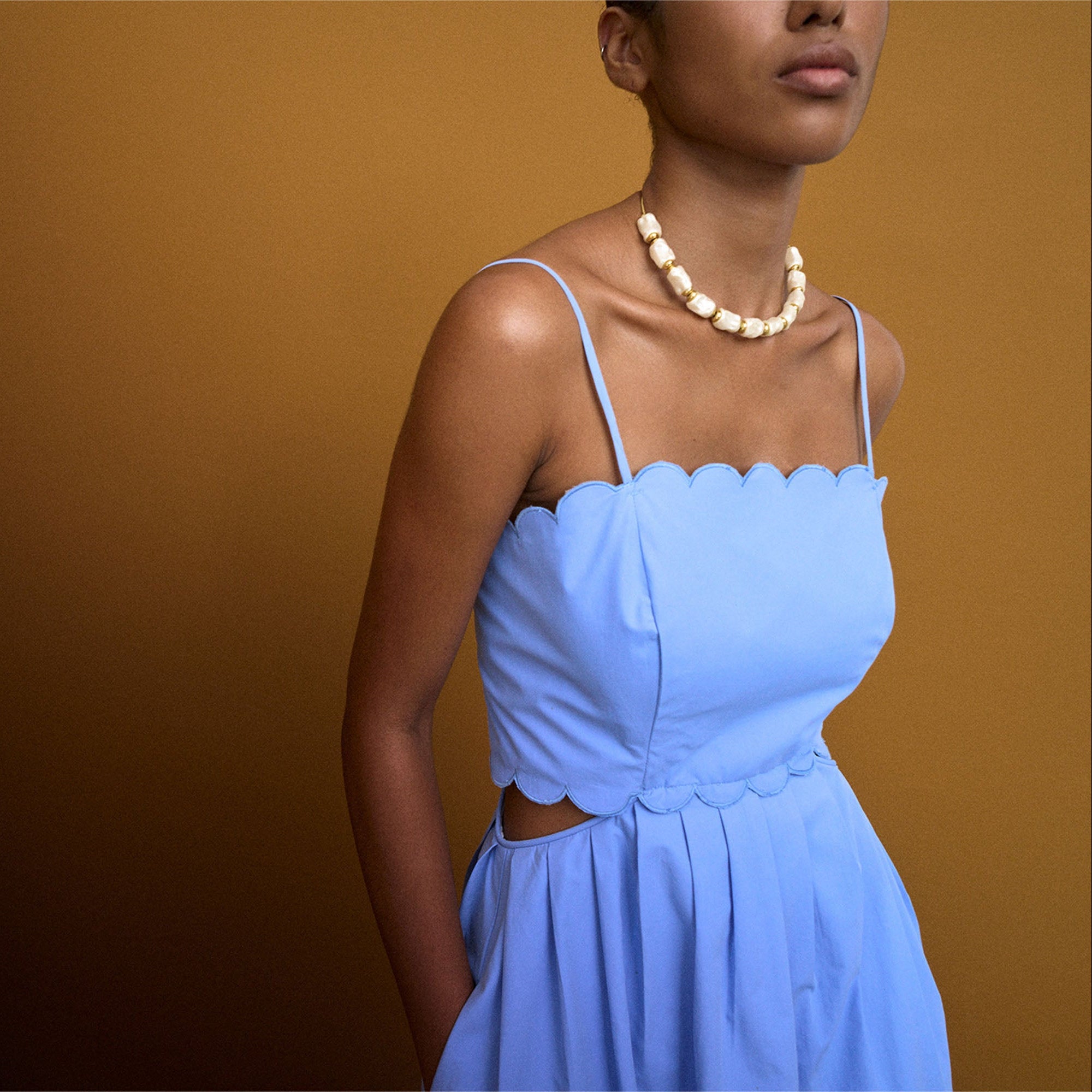 Vestido Miranda Tricoline Azul