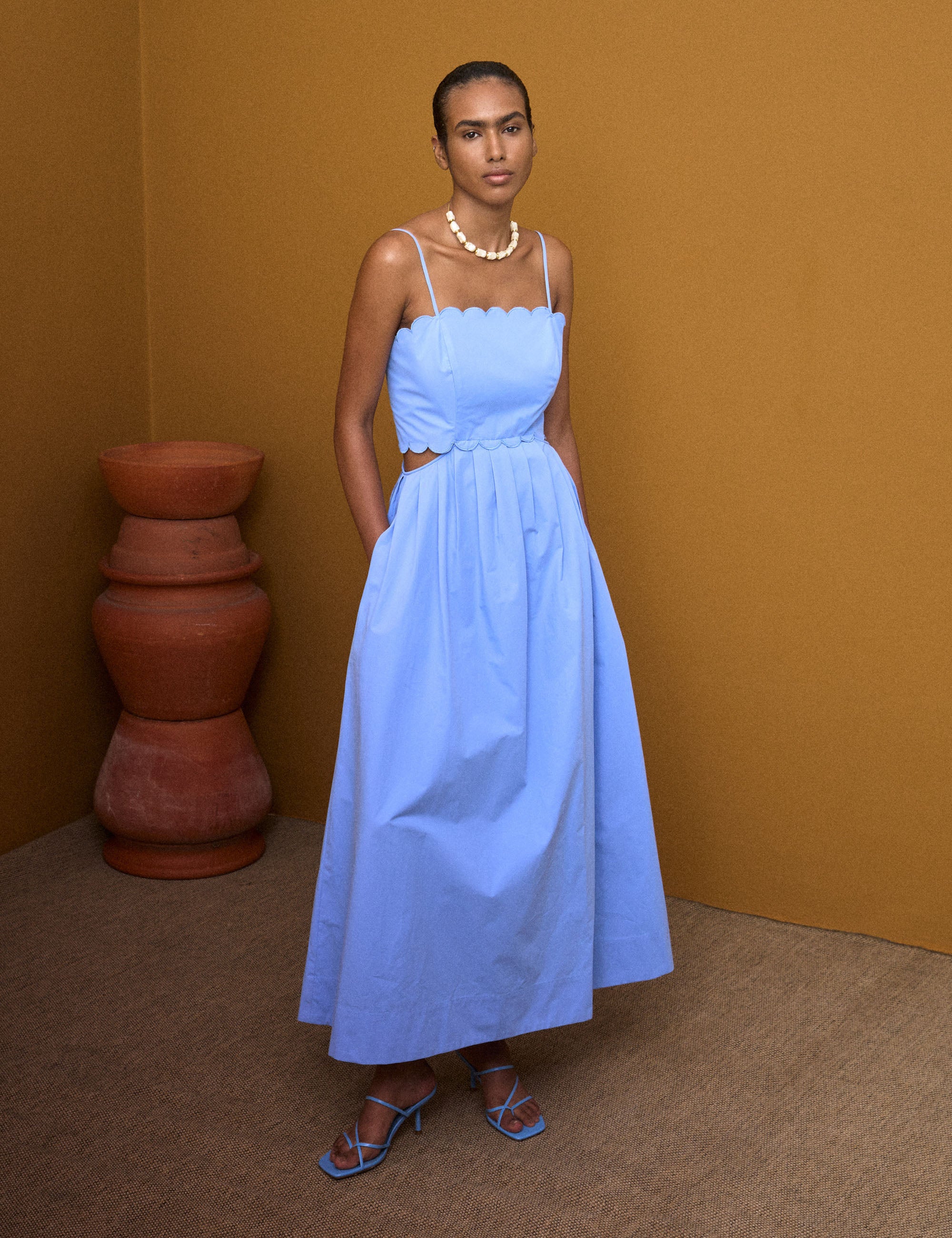 Vestido Miranda Tricoline Azul