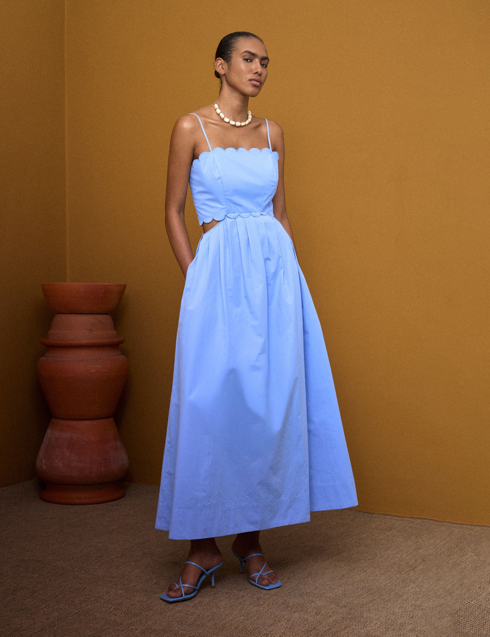 Vestido Miranda Tricoline Azul