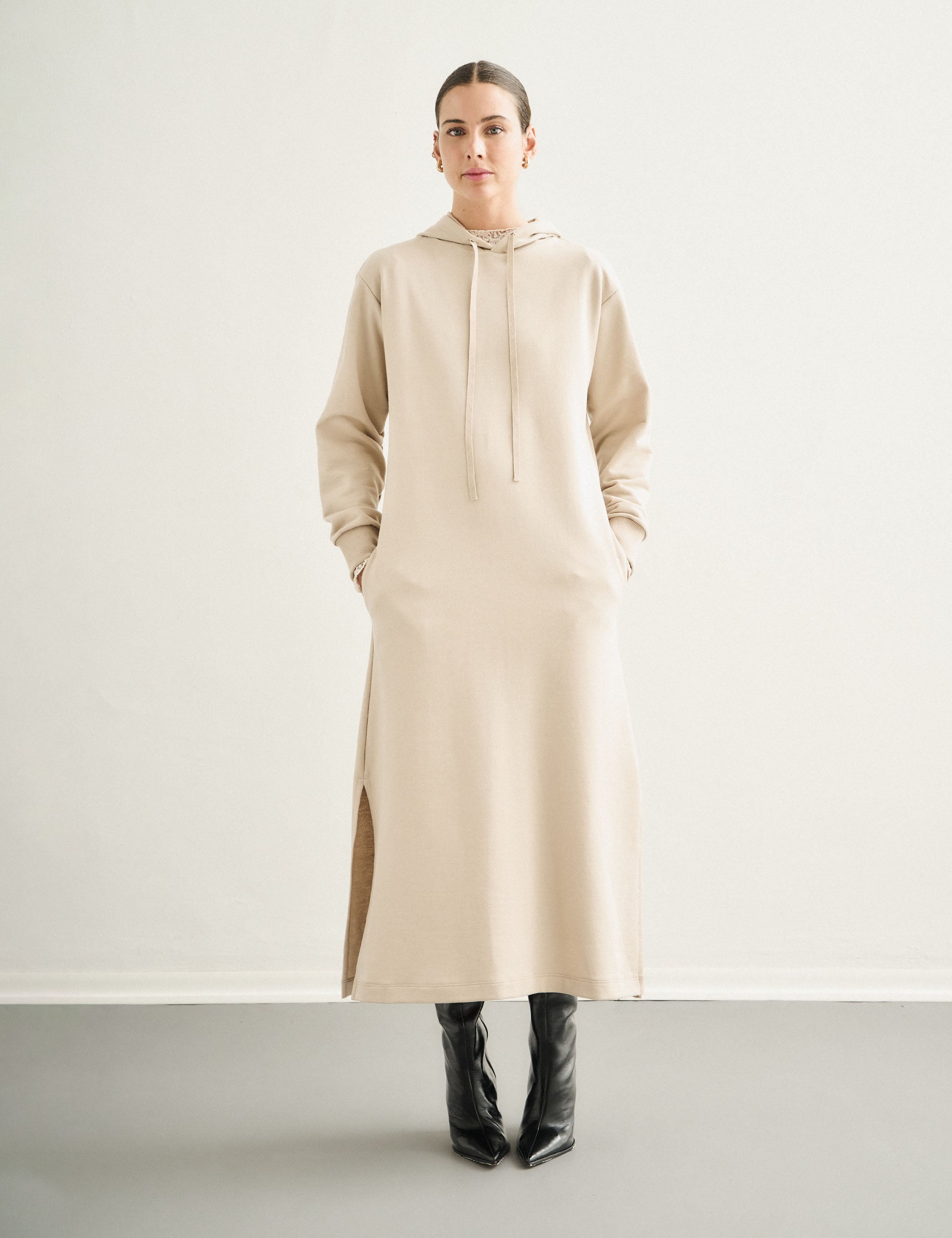 Vestido Moletom Confort Areia