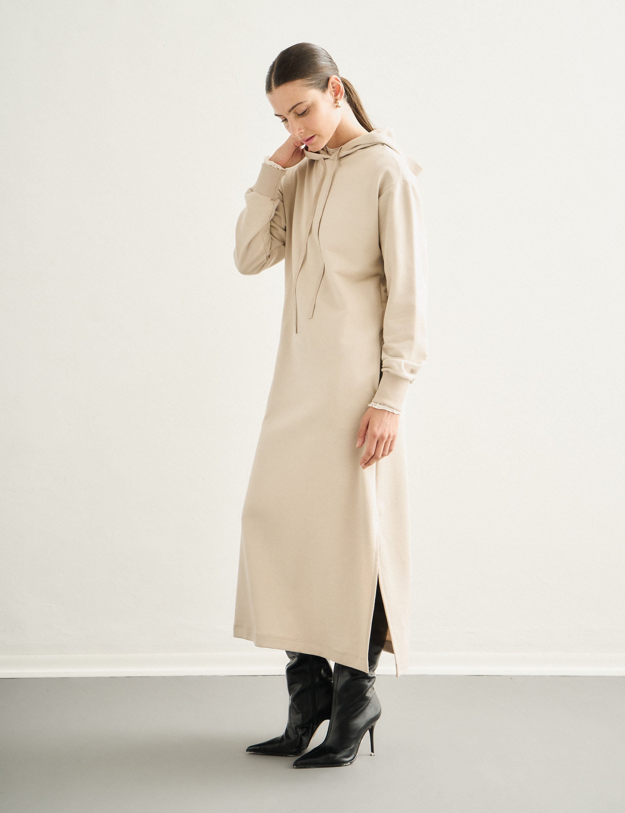 Vestido Moletom Confort Areia