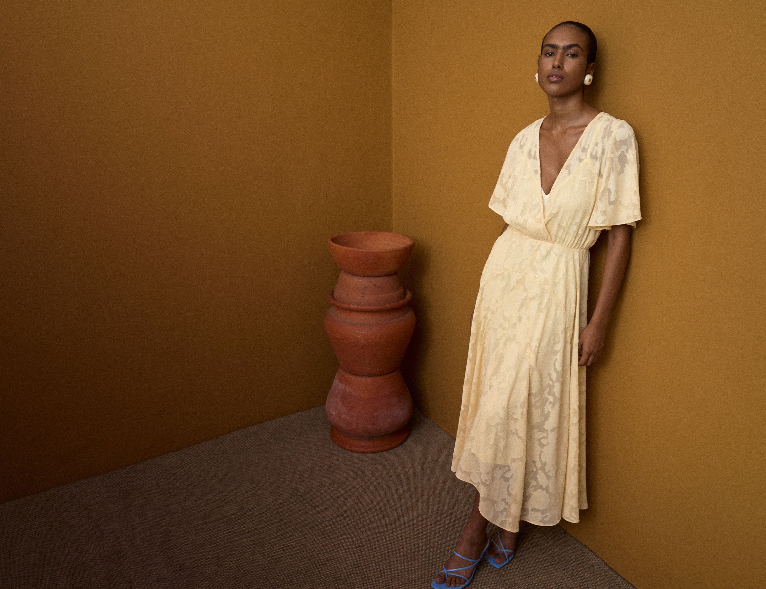 Vestido Nila Chifon Amarelo