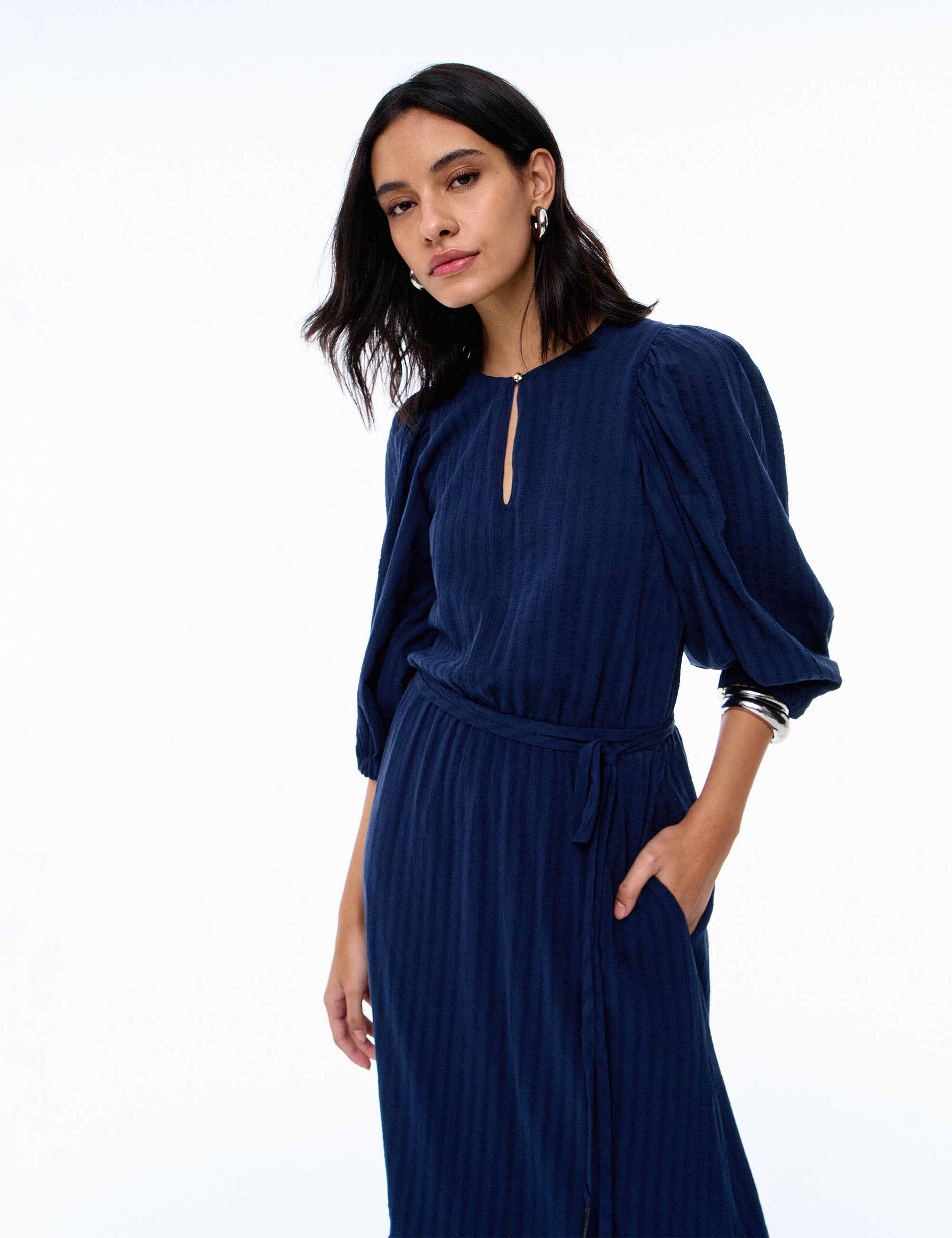 Vestido Romana Crepe Marinho