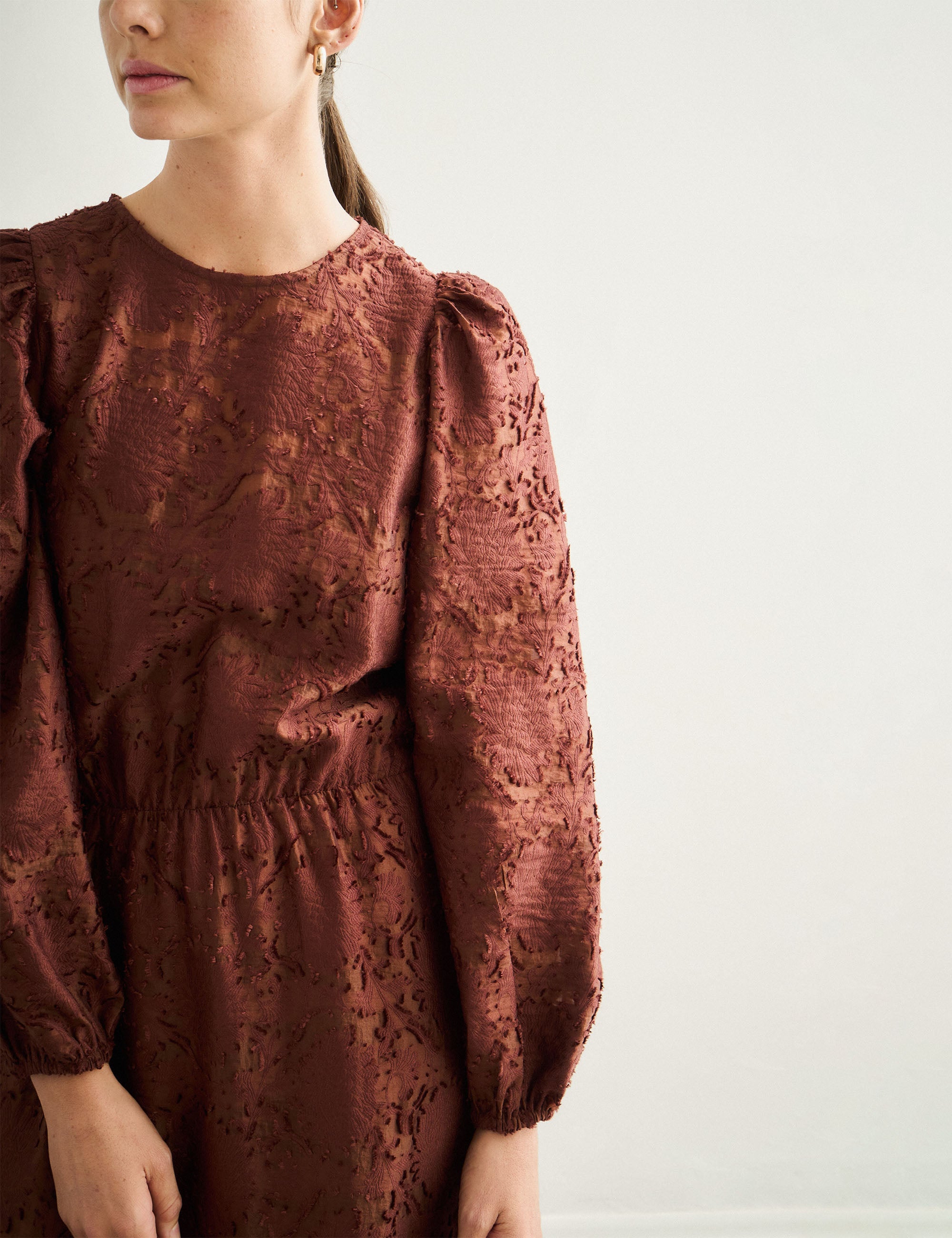 Vestido Saskia Jacquard Marrom