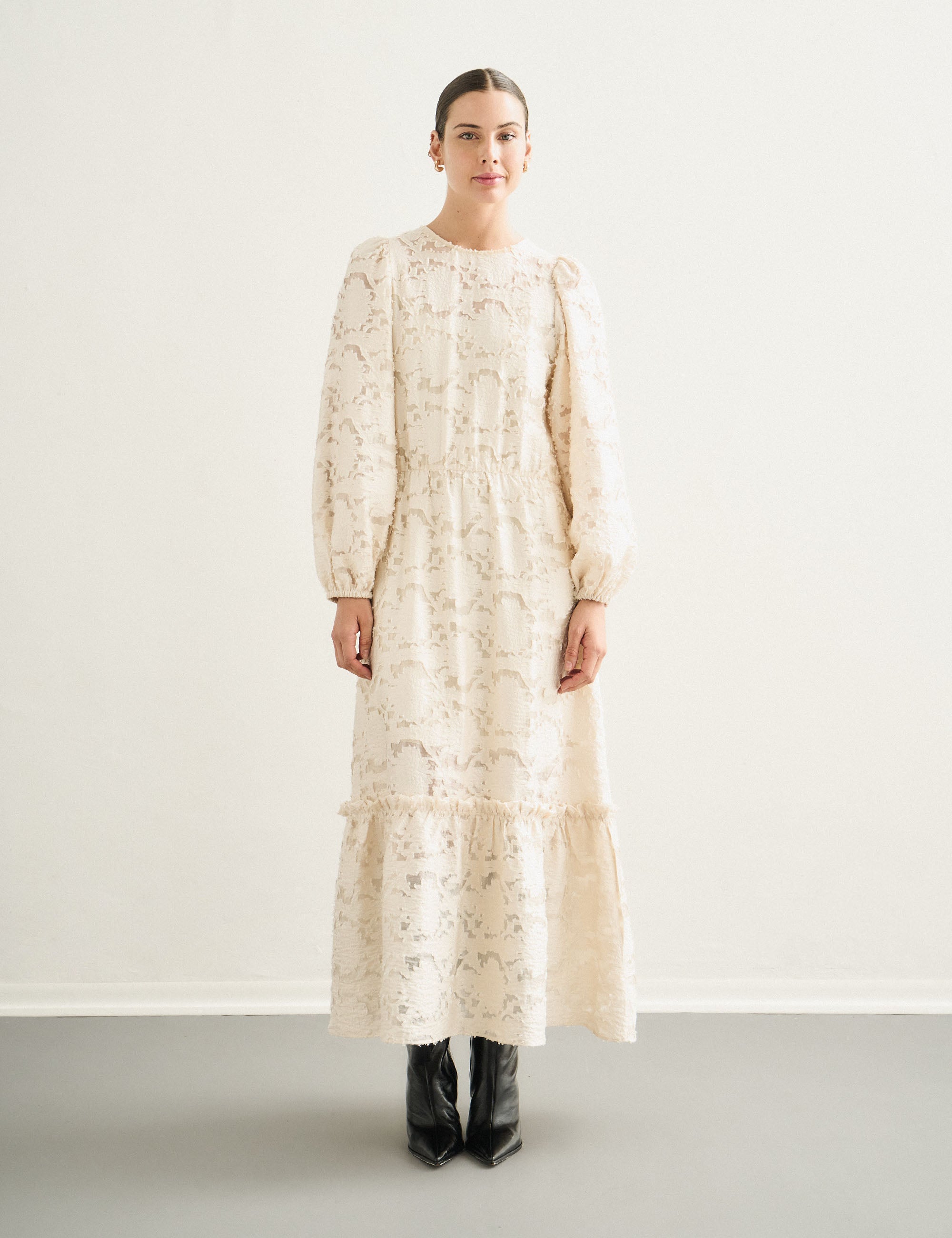 Vestido Saskia Jacquard Perola