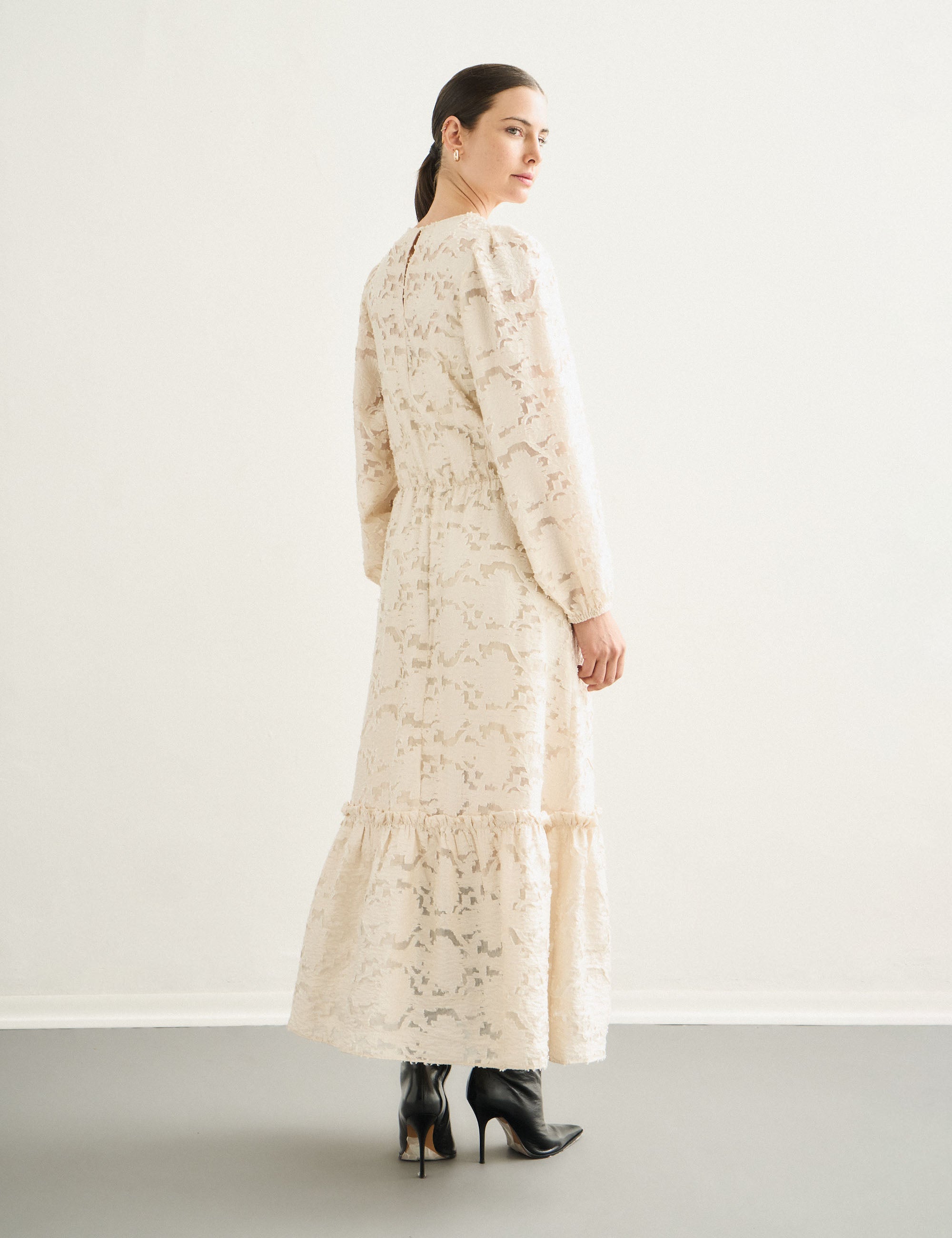 Vestido Saskia Jacquard Perola