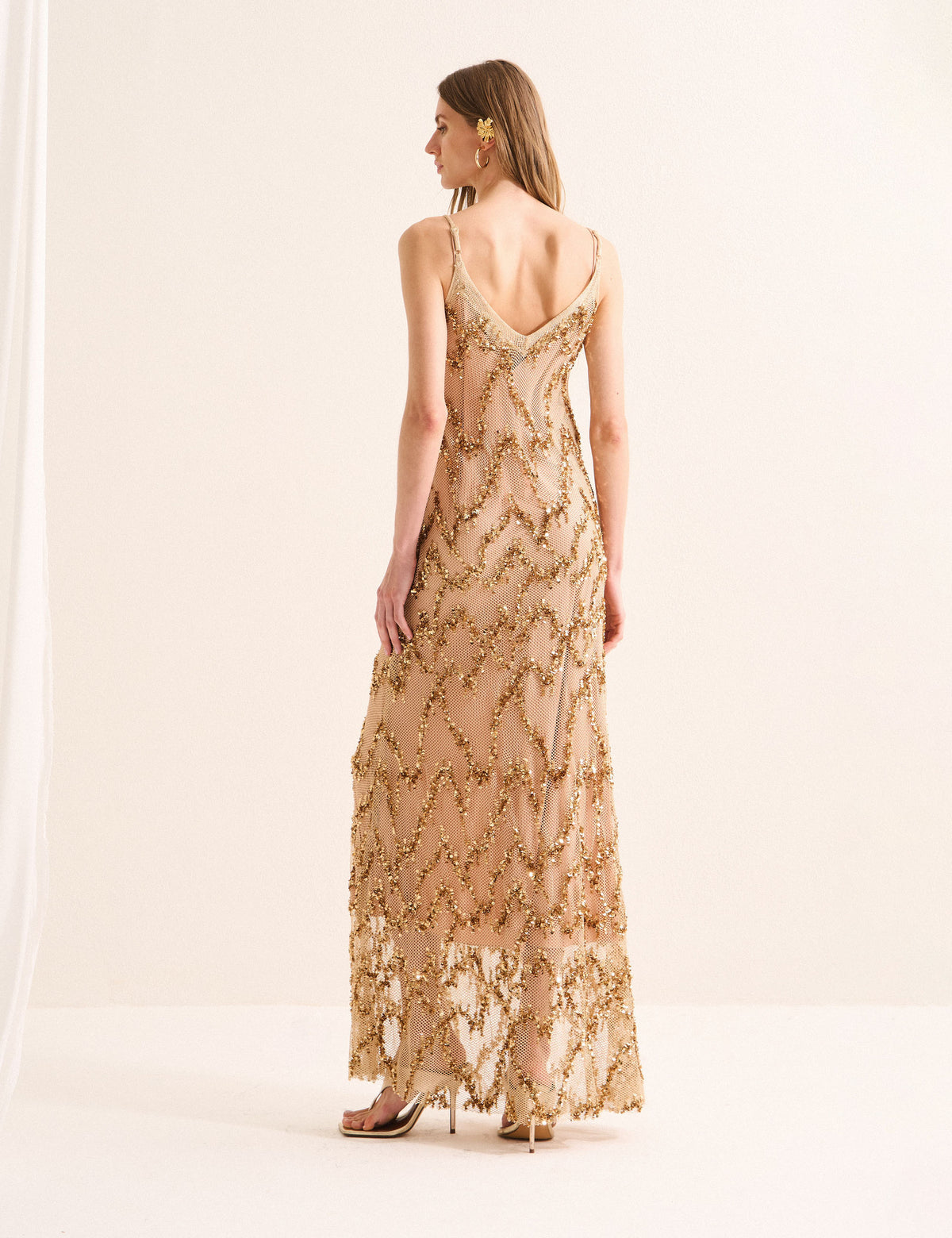 Vestido Shimmer Bordado Dourado
