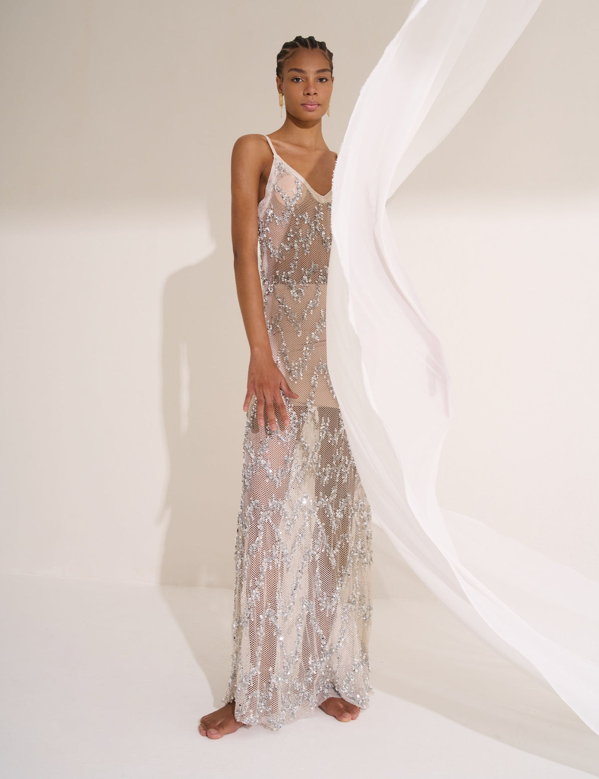 Vestido Shimmer Bordado Prata