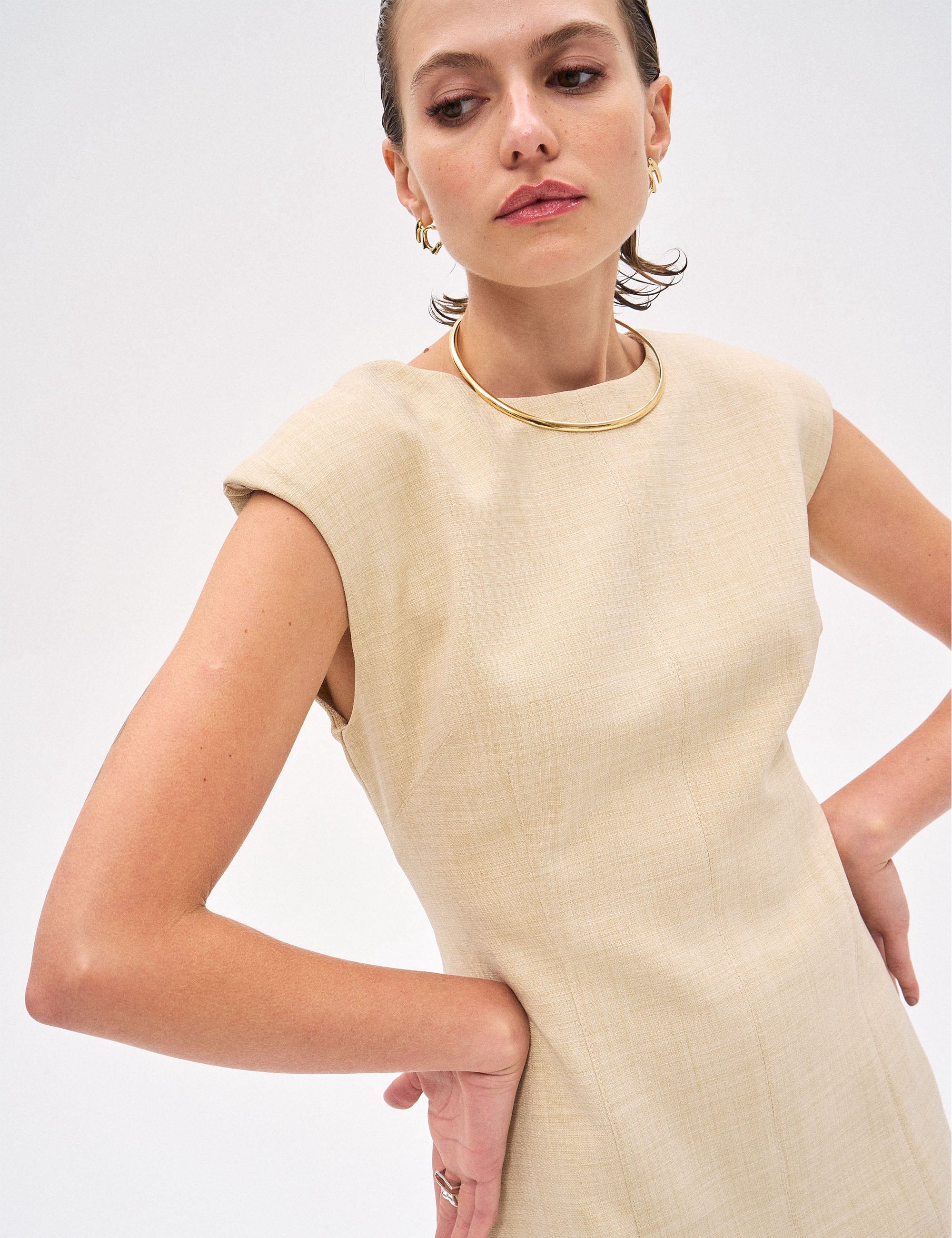 Vestido Yurie Alfaiataria Areia