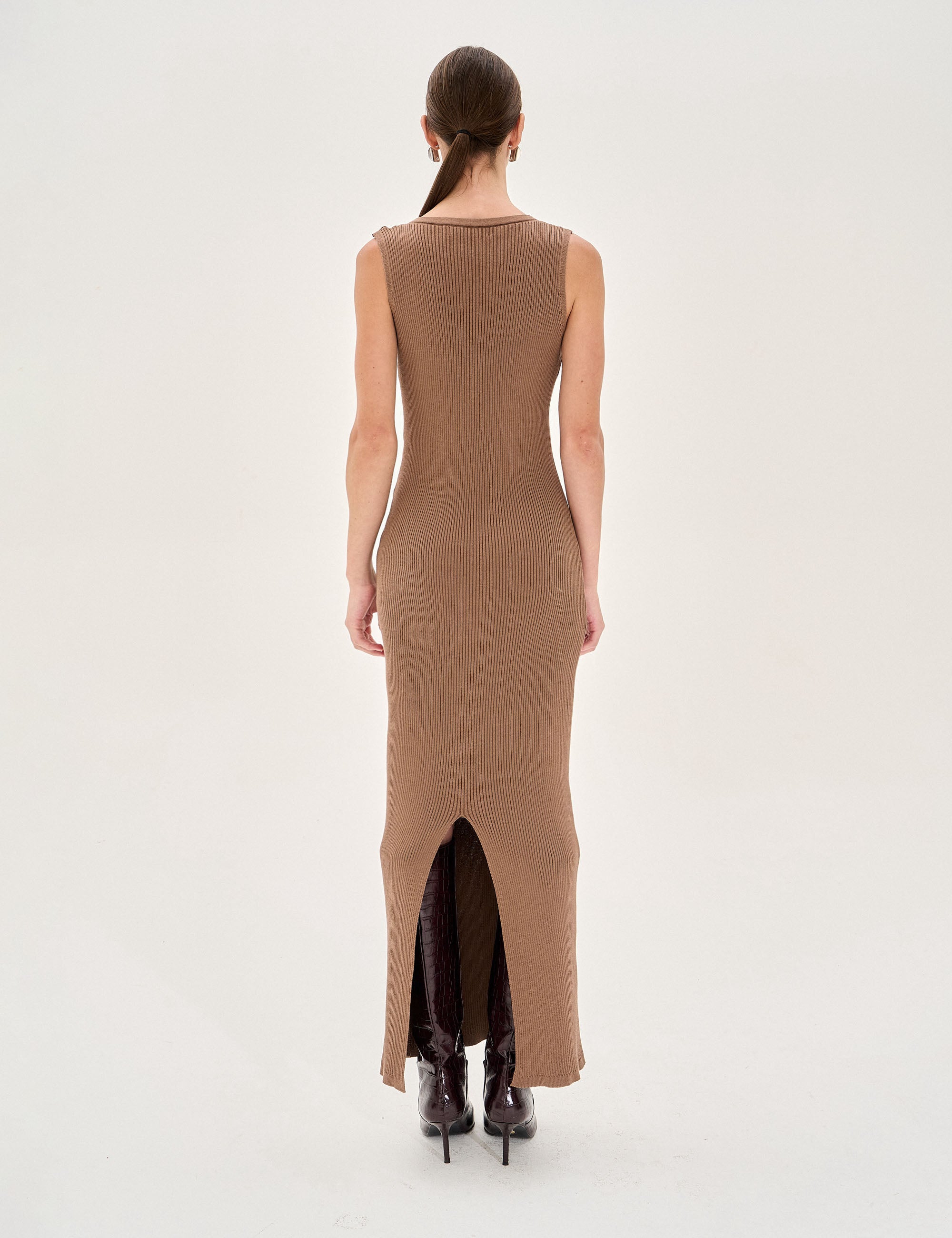 Vestido Cibele Tricot Camelo