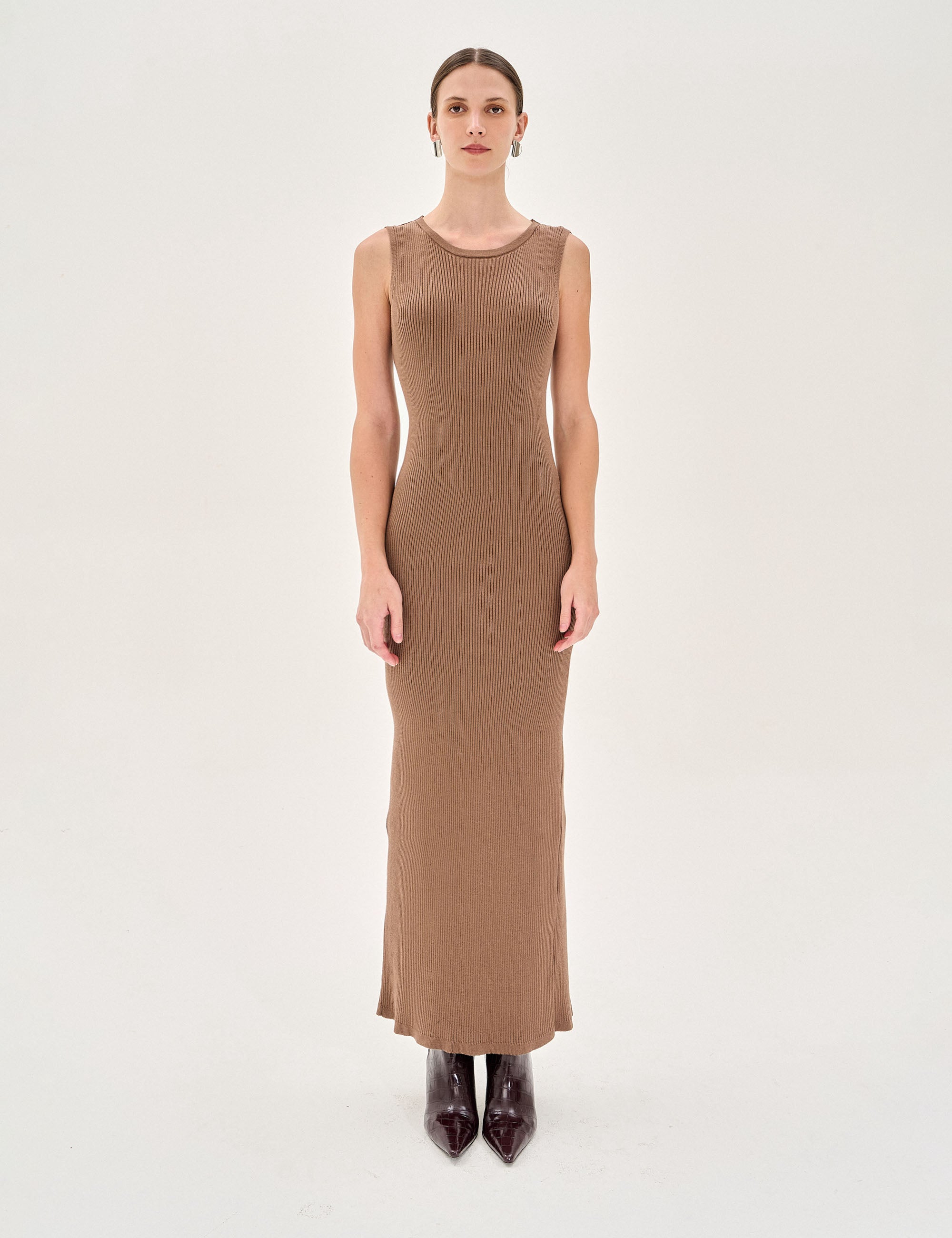 Vestido Cibele Tricot Camelo