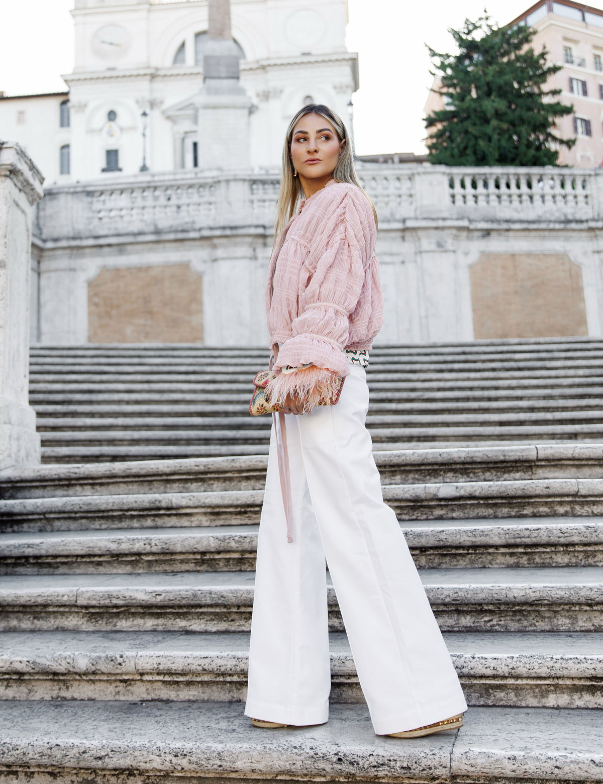 Calça Wide Leg Alfaiataria Off White