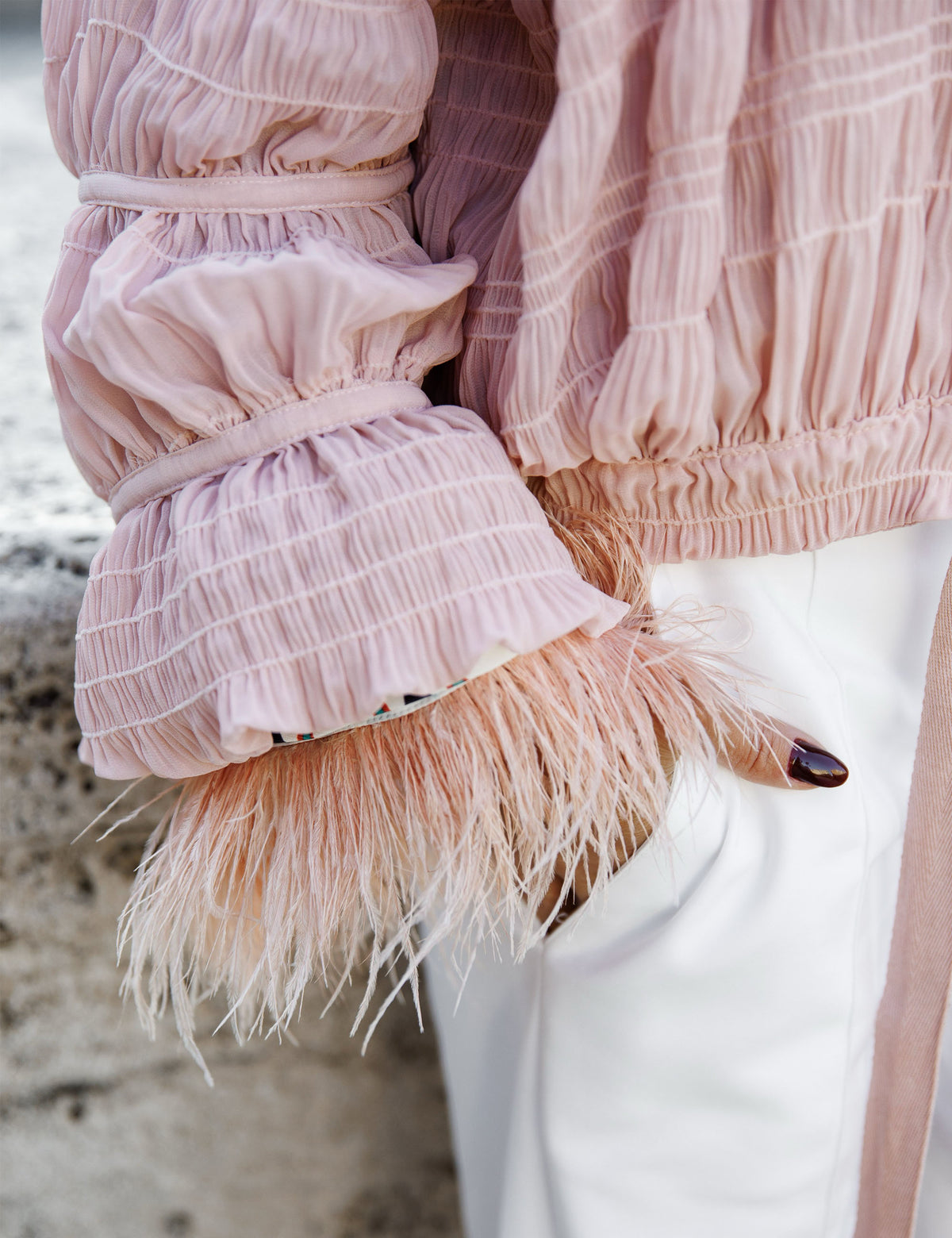 Casaqueto Plissado Chiffon Rose