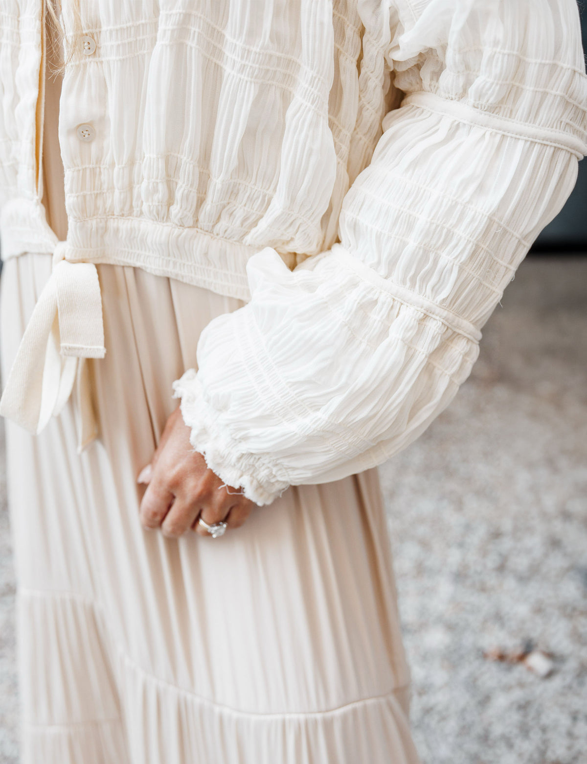Casaqueto Plissado Chiffon Off White