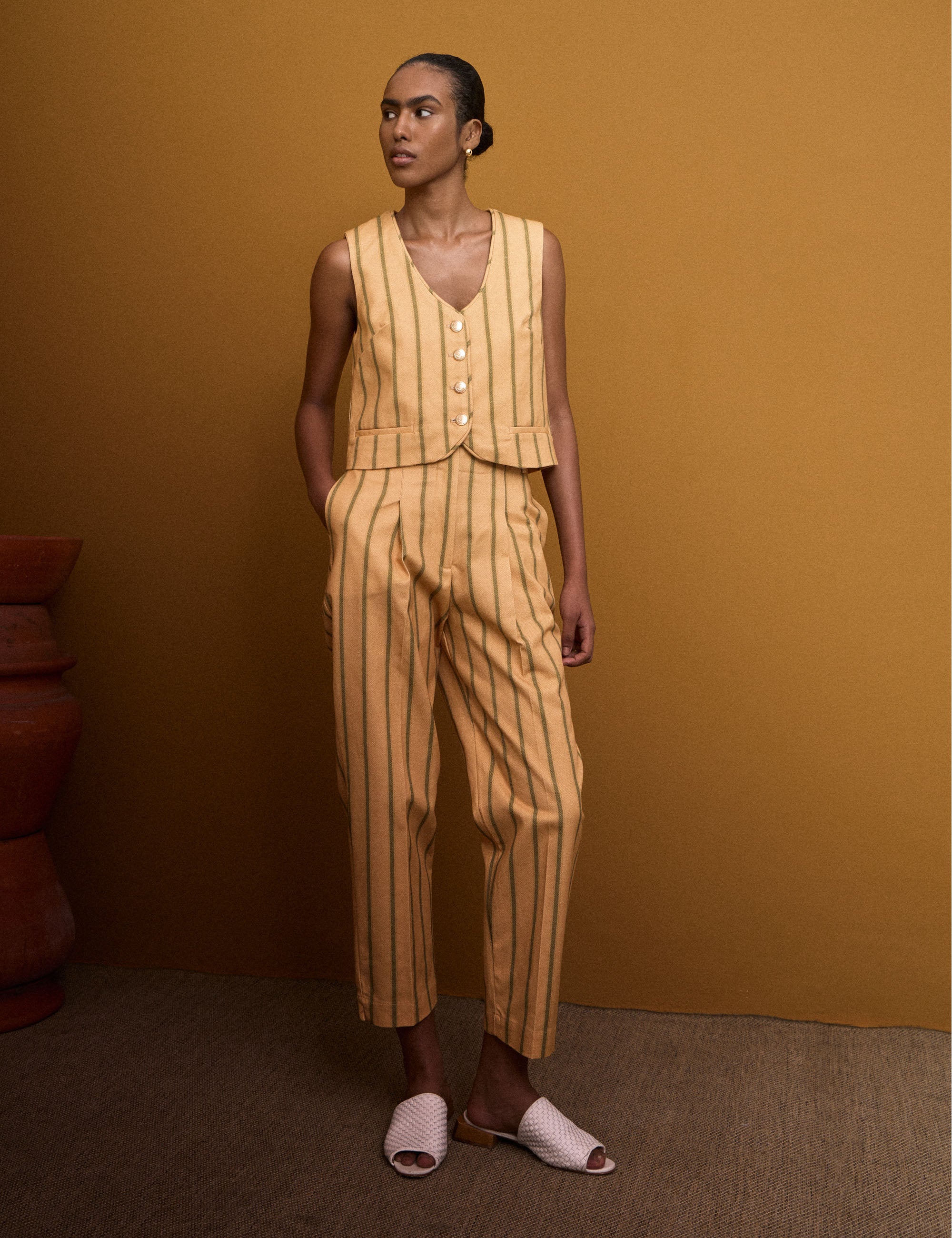 Calça Isabella Listra Mostarda