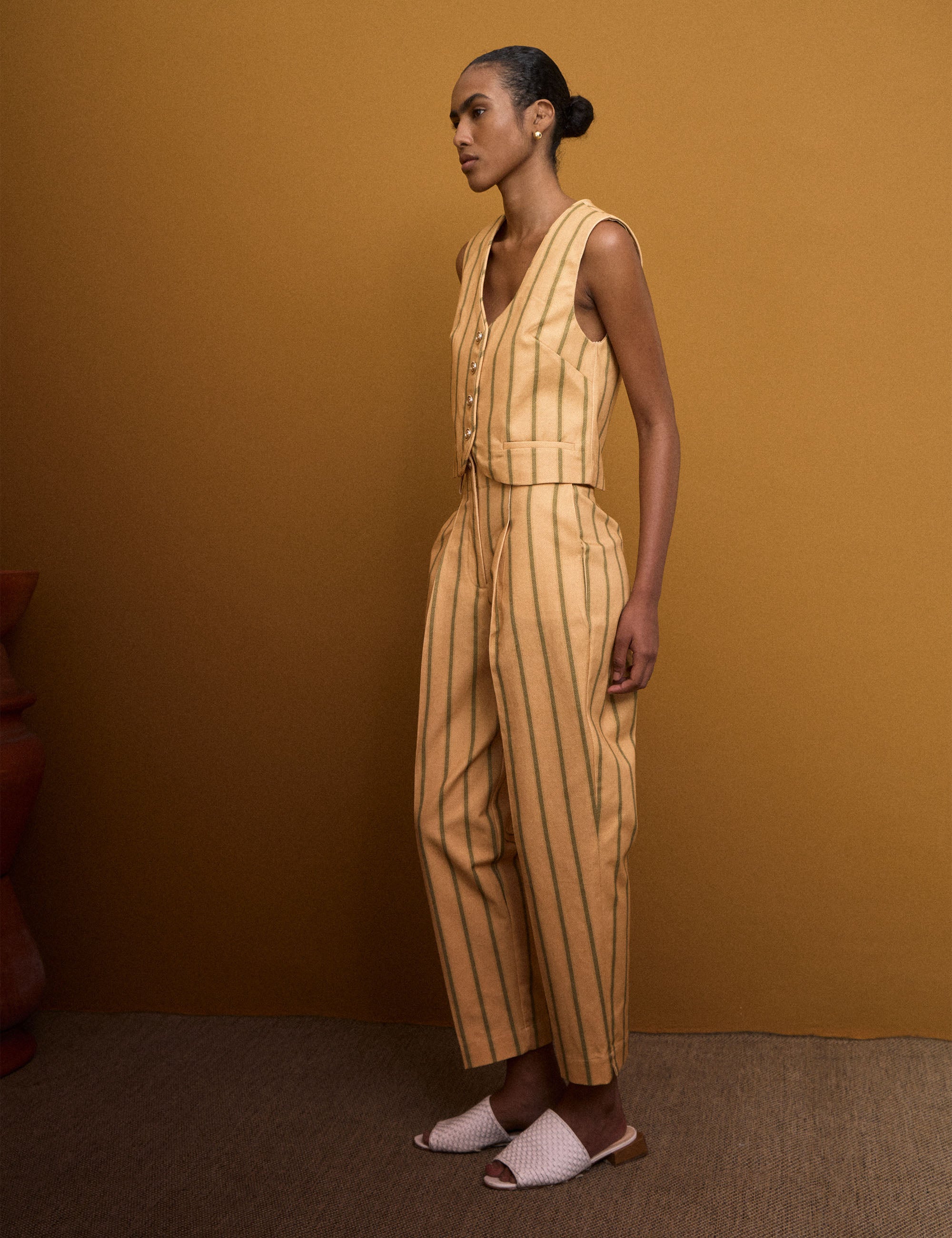 Calça Isabella Listra Mostarda