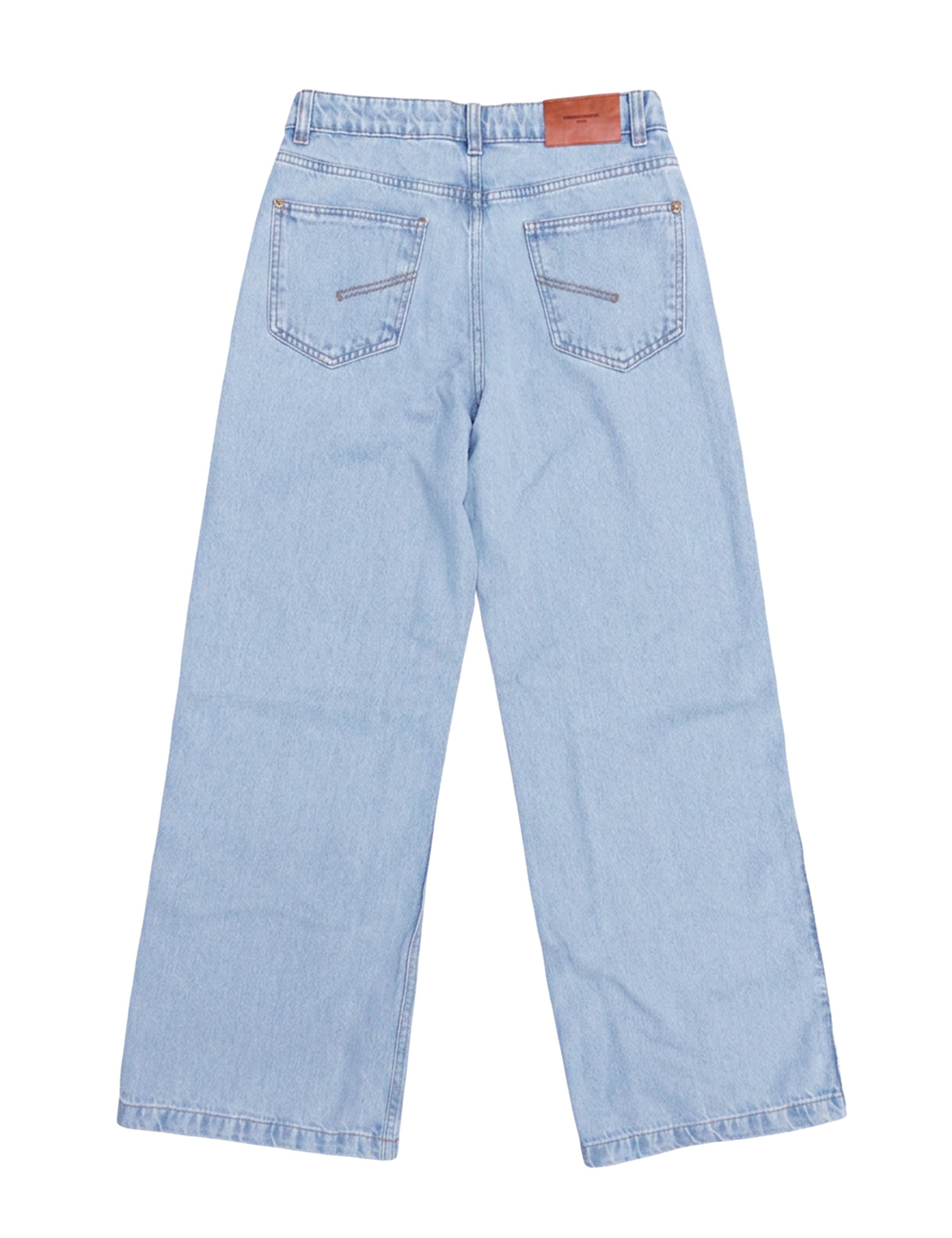 Calça Reta Nervura Denim Claro