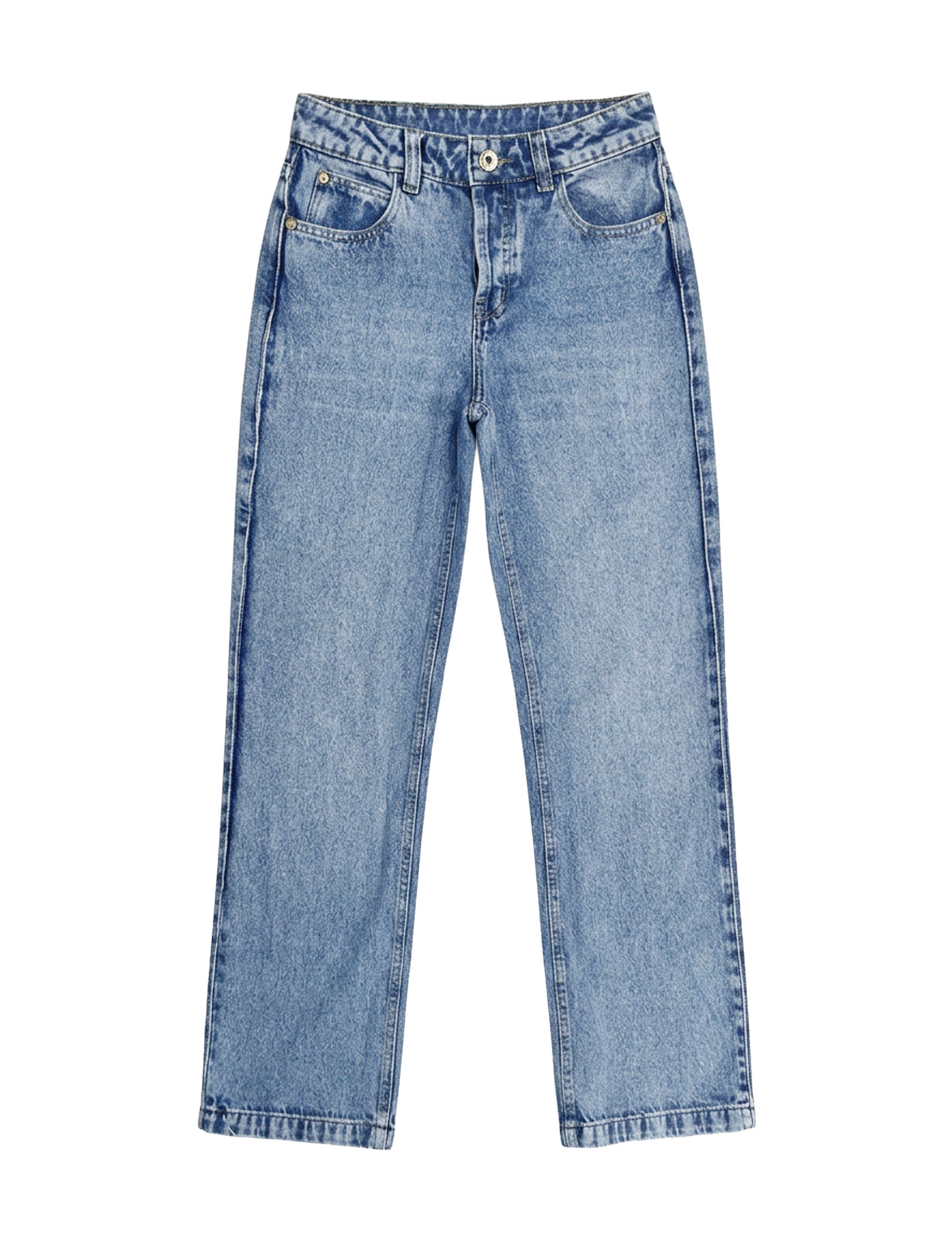 Calça Reta Nervura Denim Médio