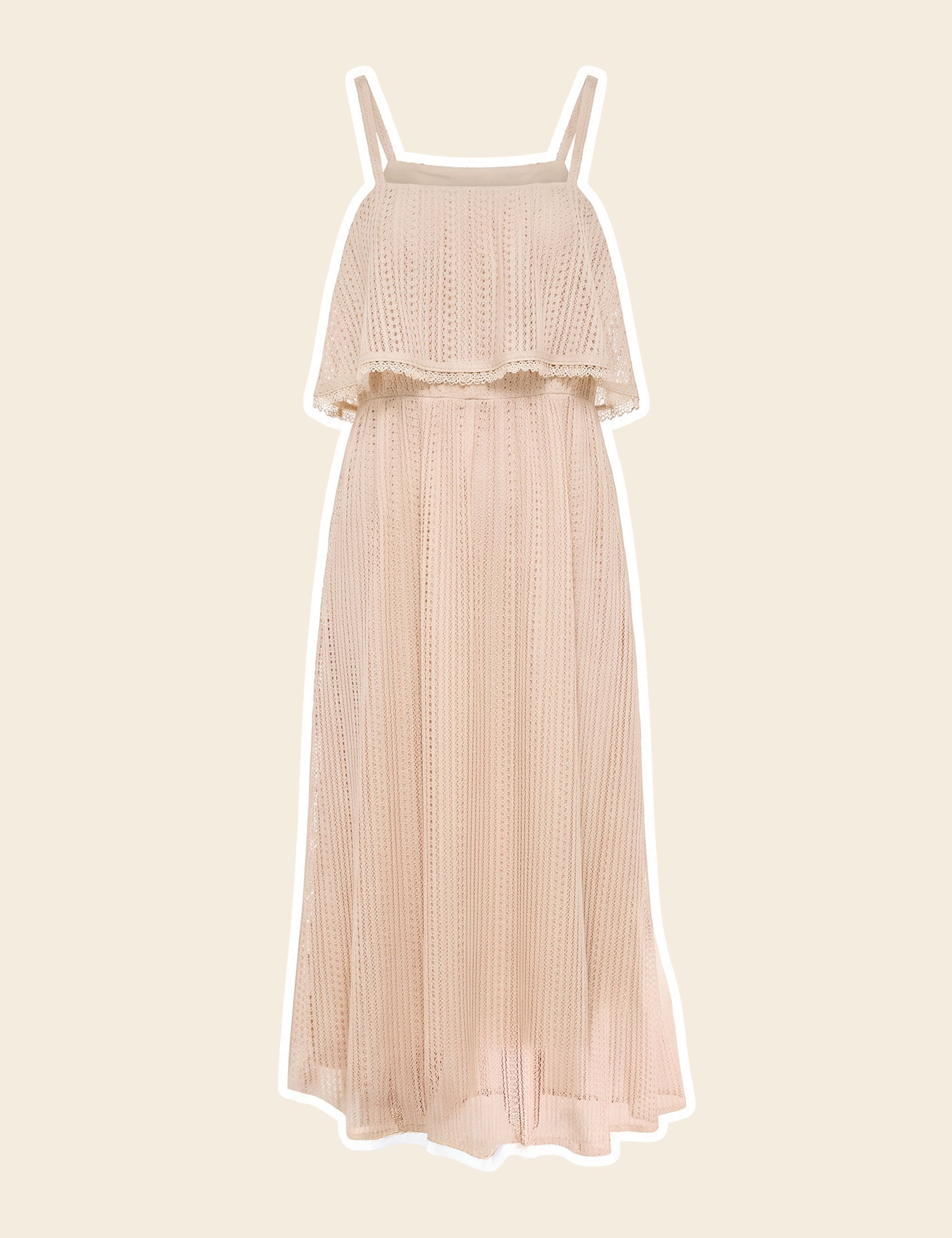 Vestido Malta Renda Areia
