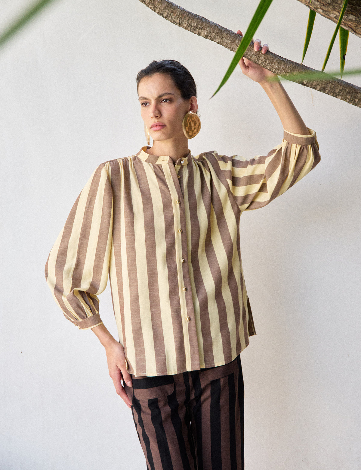 Camisa Fiorella Listrada Amarelo