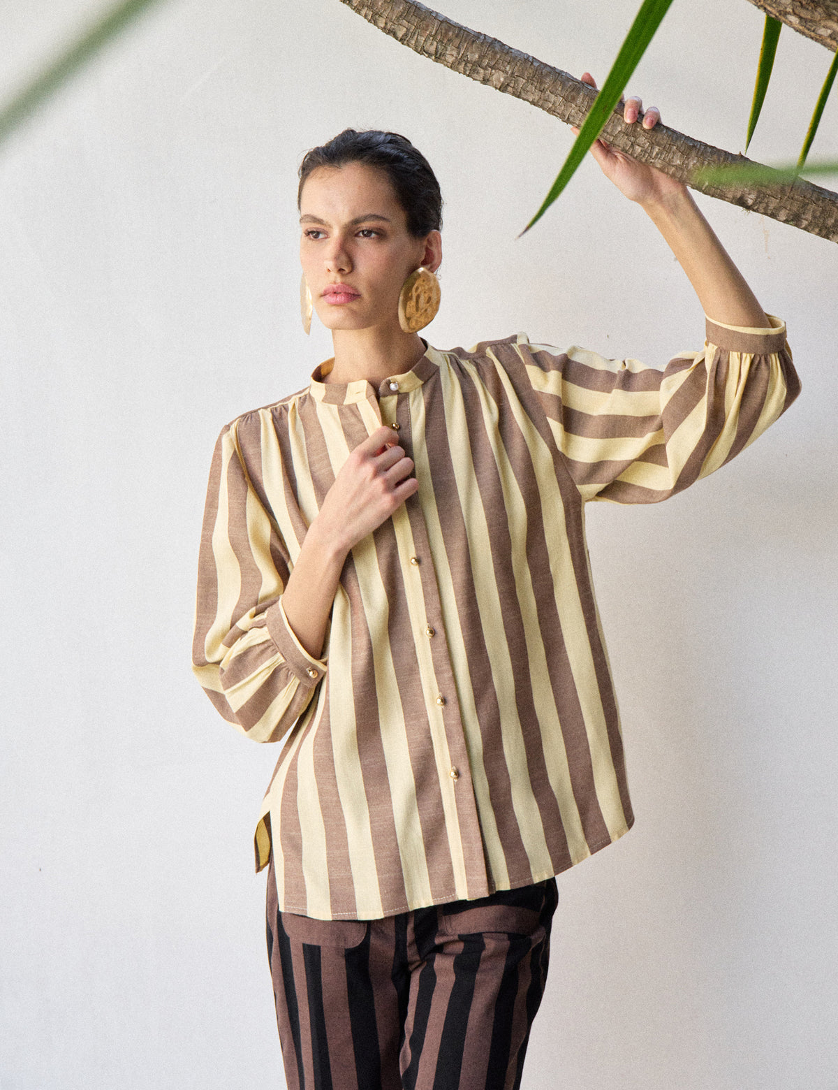 Camisa Fiorella Listrada Amarelo