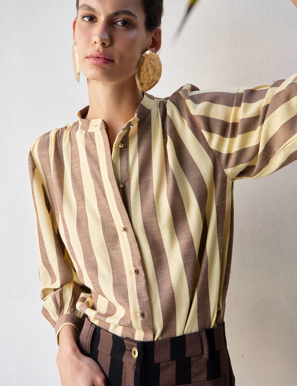 Camisa Fiorella Listrada Amarelo