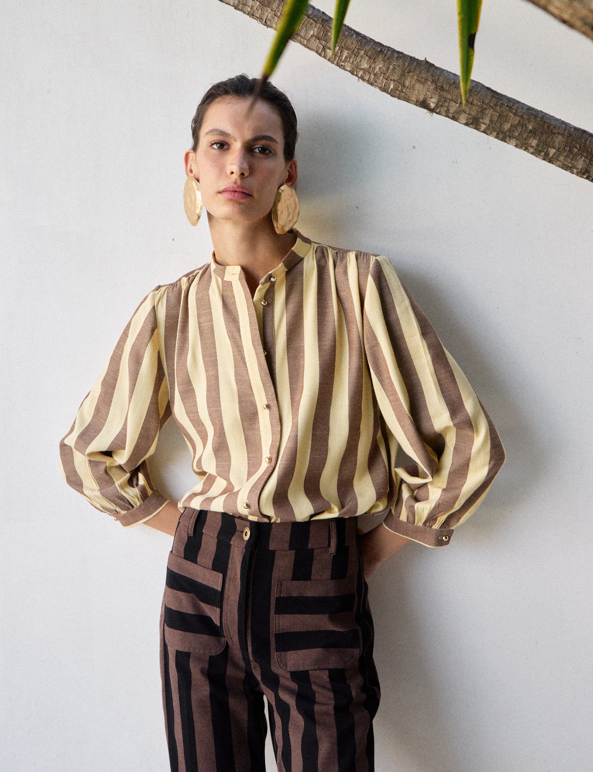 Camisa Fiorella Listrada Amarelo