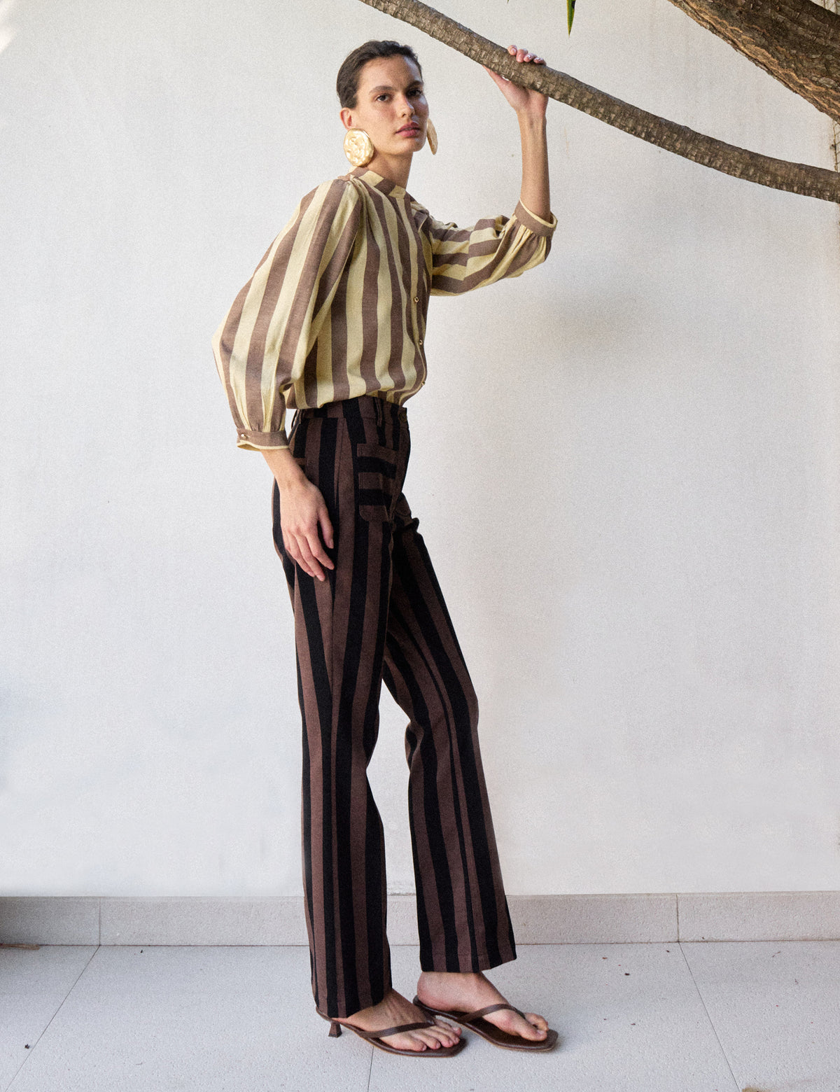 Camisa Fiorella Listrada Amarelo