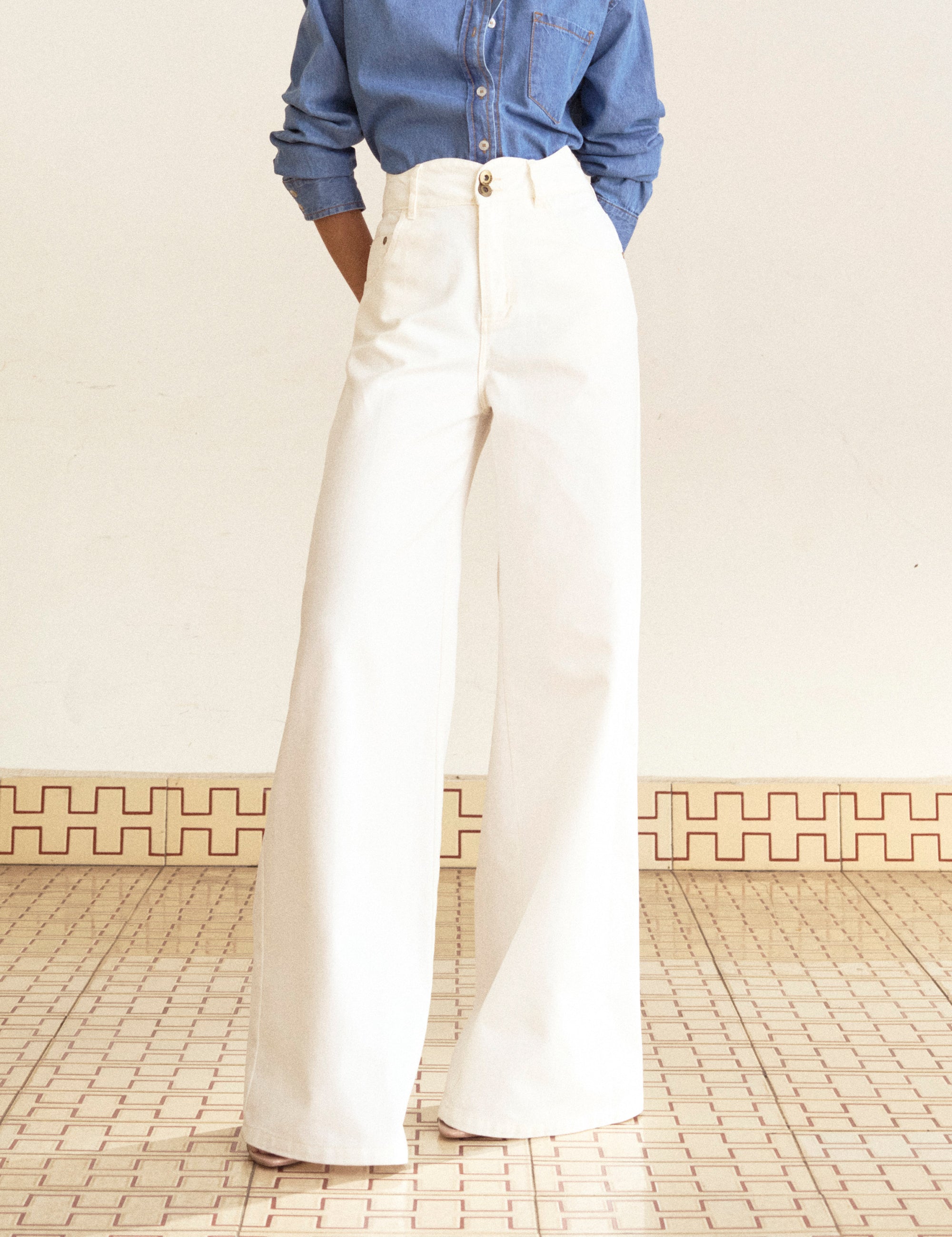 Calça Ondas Denim Off White