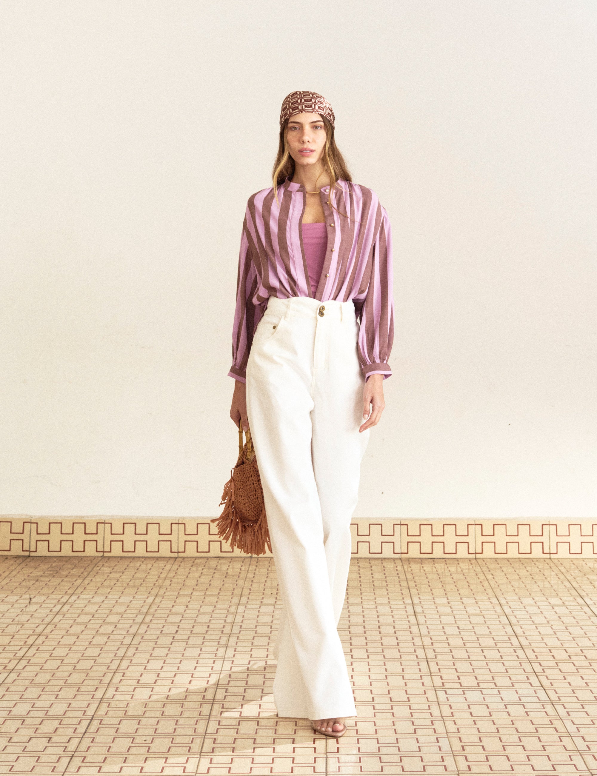 Camisa Fiorella Listrada Lilas