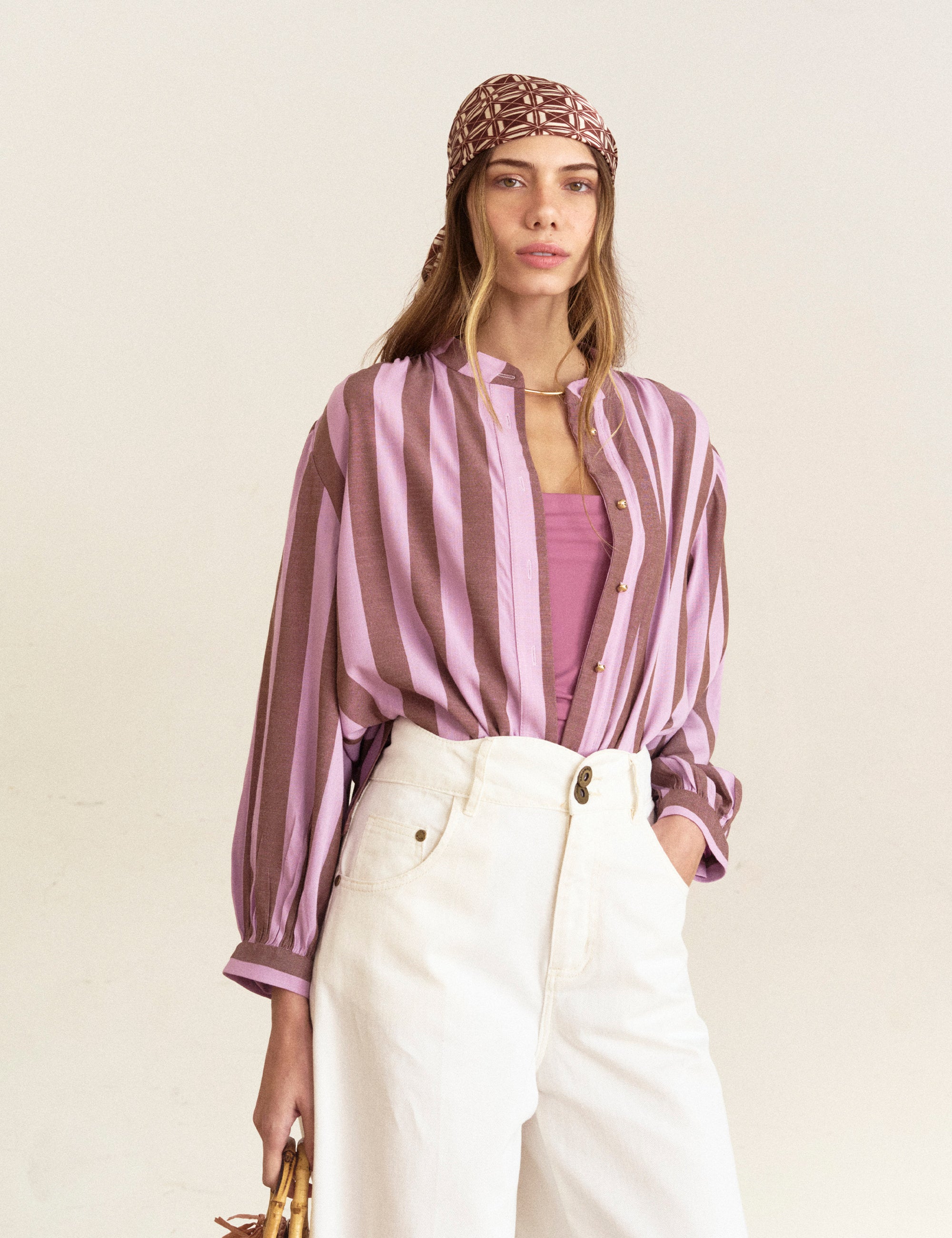 Camisa Fiorella Listrada Lilas