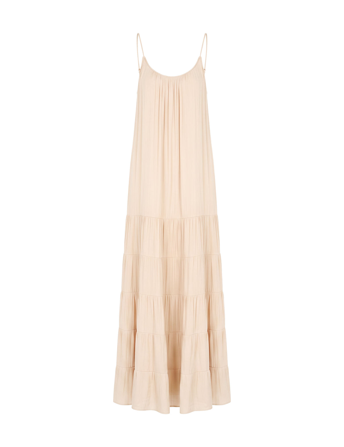 Vestido Fluido Cetim Areia