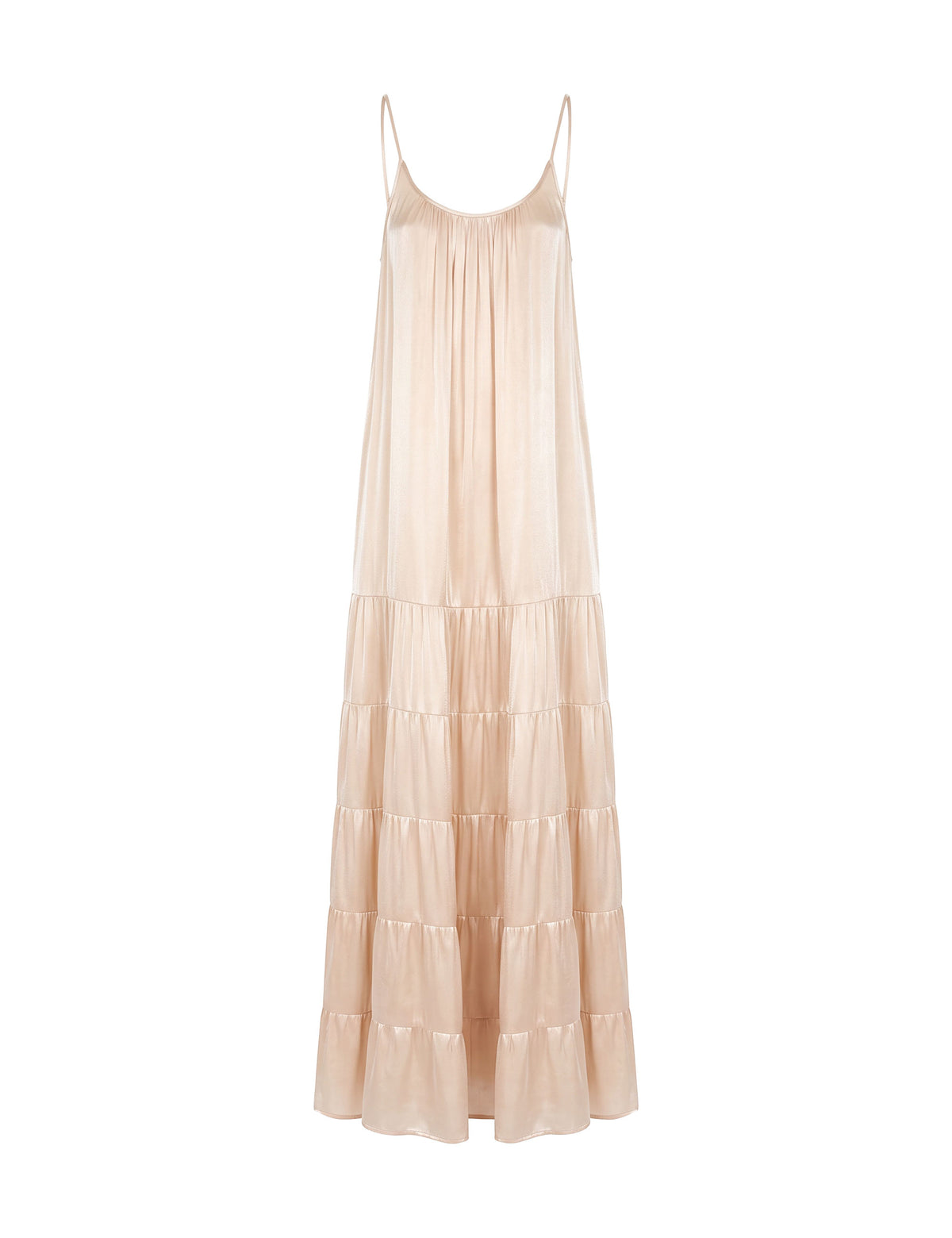 Vestido Fluido Cetim Crinkle Pérola