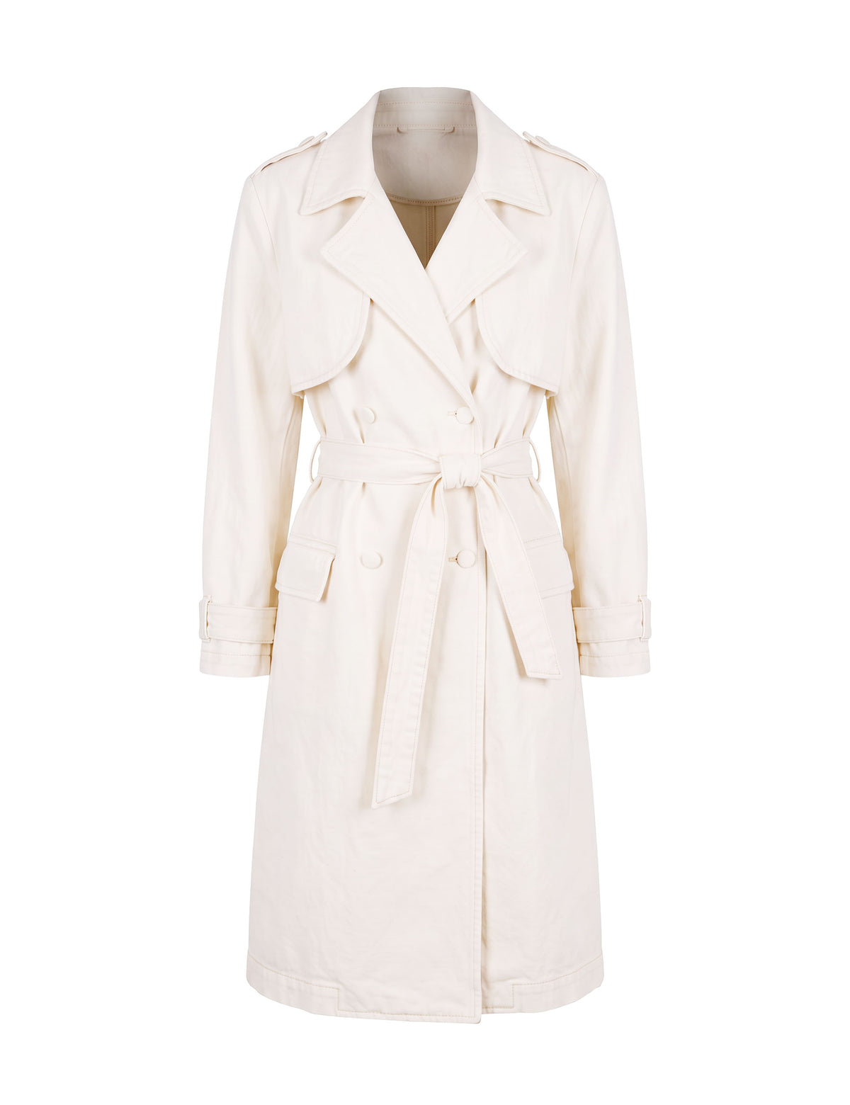 Trench Coat Midi Denim Off White
